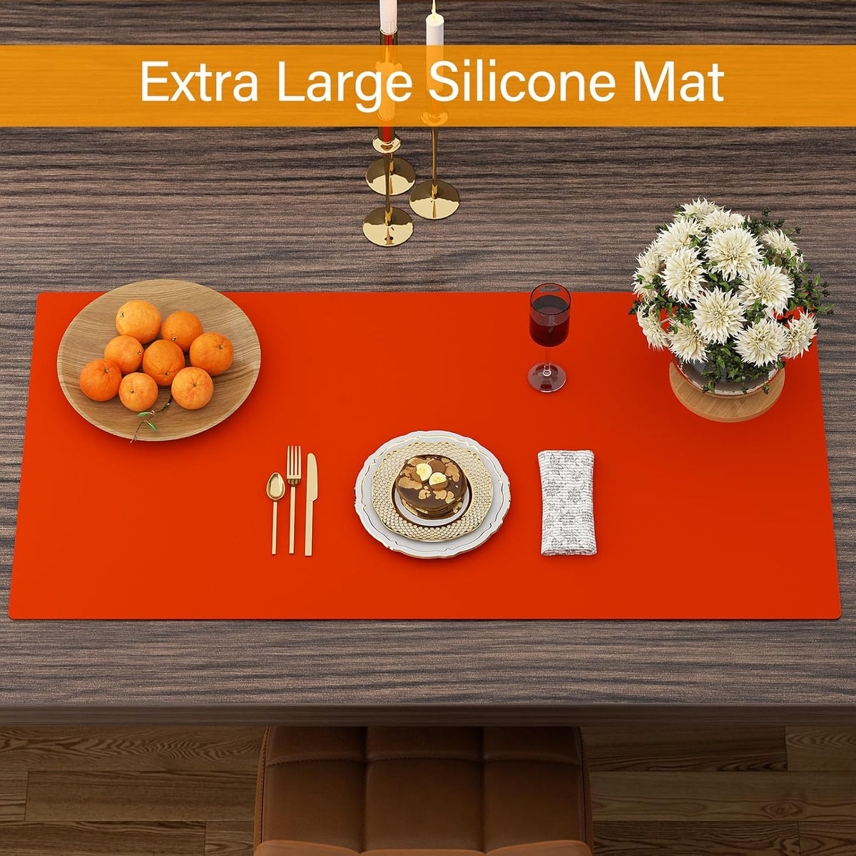 Quality Silicone Table Mat 47x24 Inch - High Heat Resistant (Lab Tested 482°F), Non-Slip
