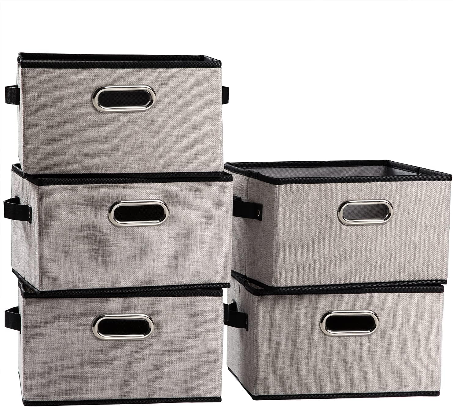PRANDOM Fodable Storage Baskets for Closet [5-pack] Decorative Fabric Storage Bins Cubes with