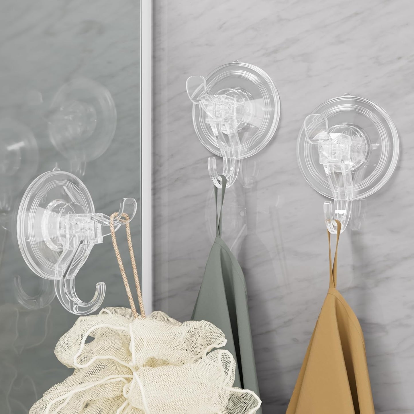 Antimbee 3 Pack Suction Cup Hooks, Clear Suction Cup Hanger, Removable Small Suction Cups for