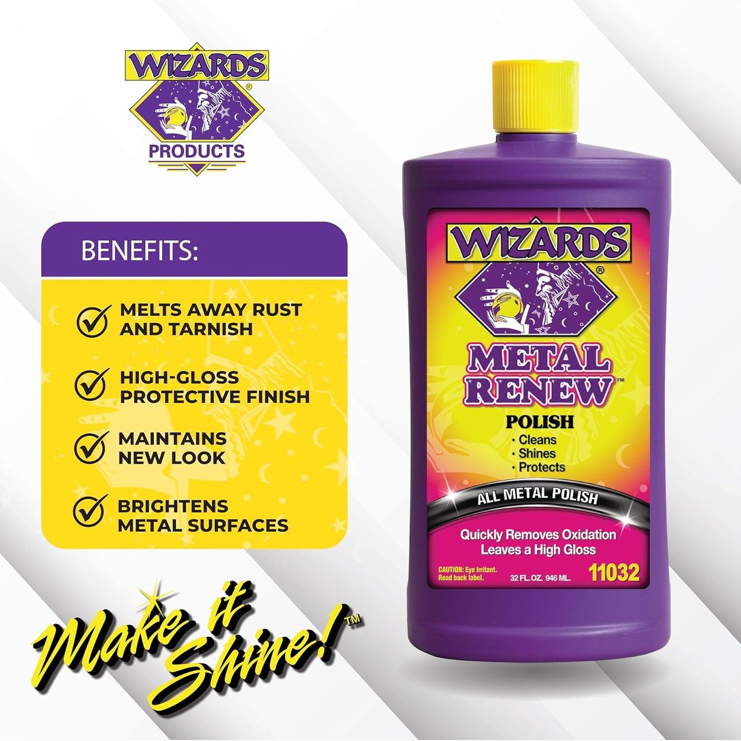 Wizards Metal Polish Cream Metal Renew - Cleans, Shines and Protects All Metals - Cream Fast-Cut