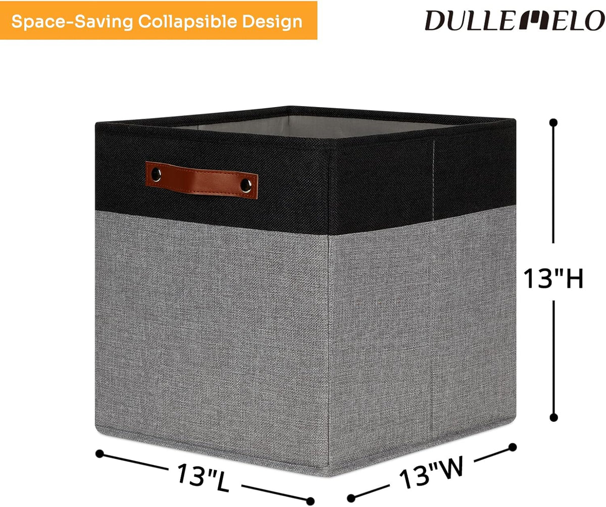 DULLEMELO 13x13 Storage Cubes, Collapsible Sturdy Cube Storage Bins With Handles for