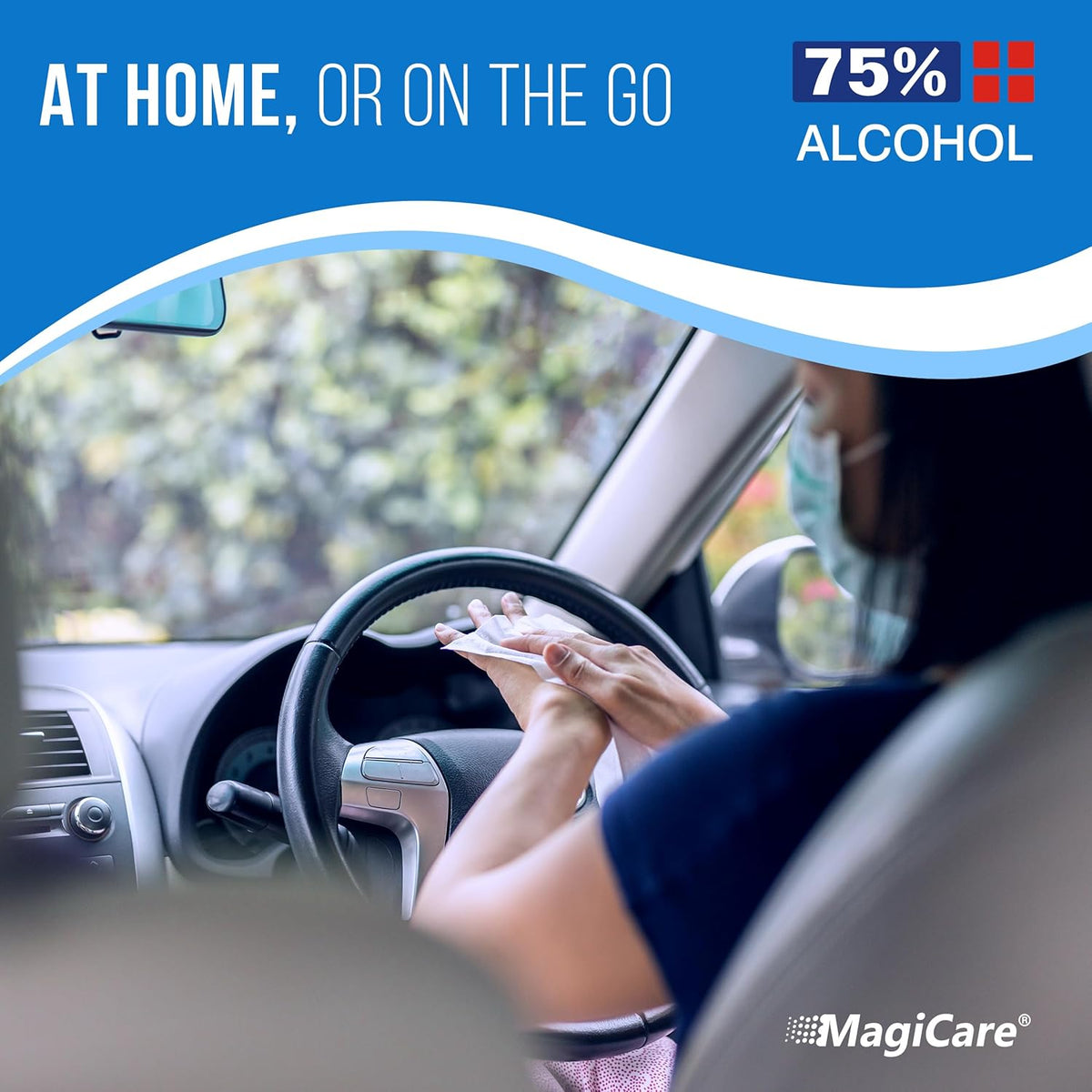 MagiCare 75% Large Alcohol Wipes (4-80ct Packs) - Alcohol Hand Sanitizing Wipes, Premium