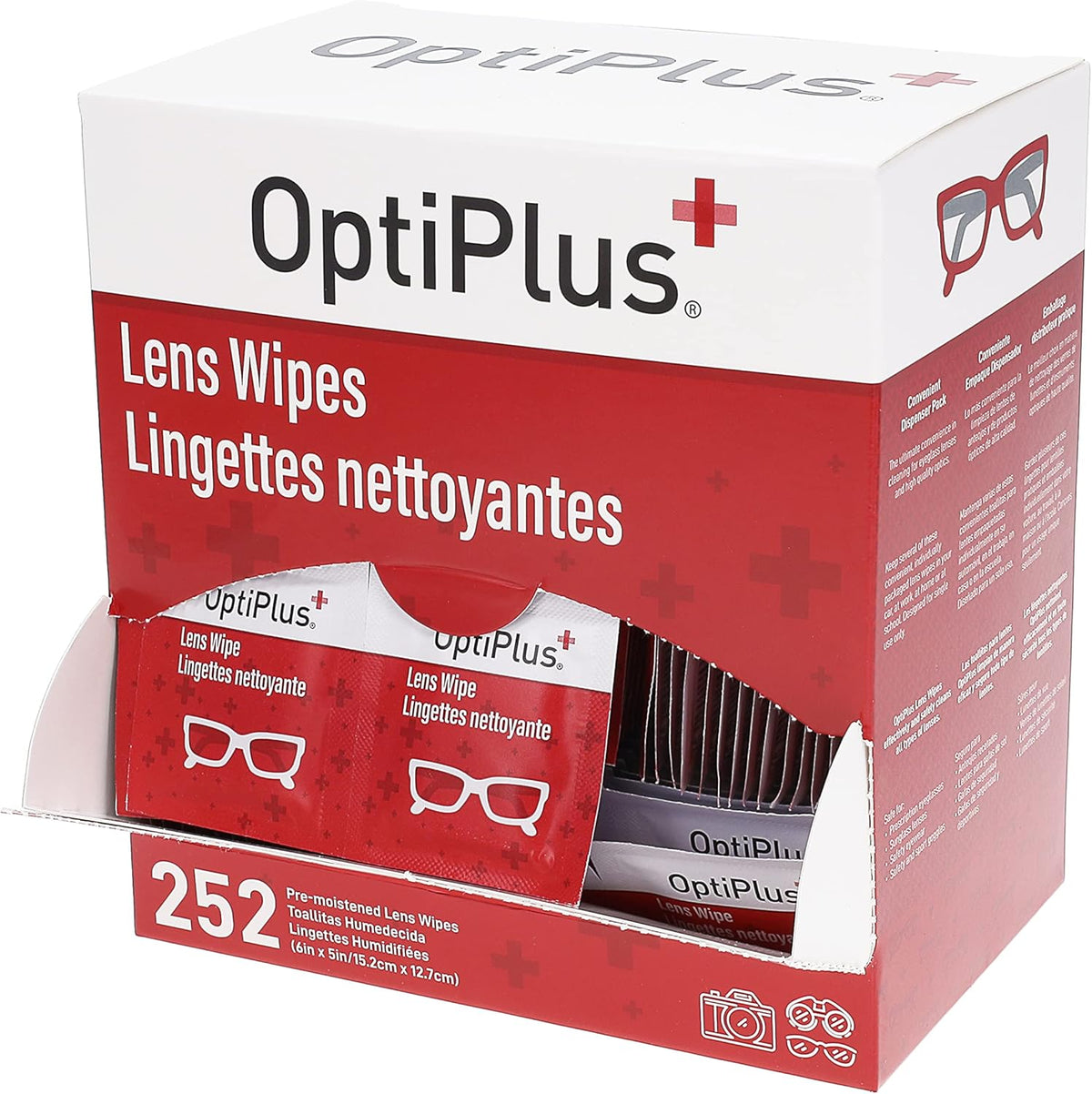 OptiPlus Eyeglass Lens Wipes l Pre-Moistened l Cleaning Wipes for Glasses, Computer & Laptops
