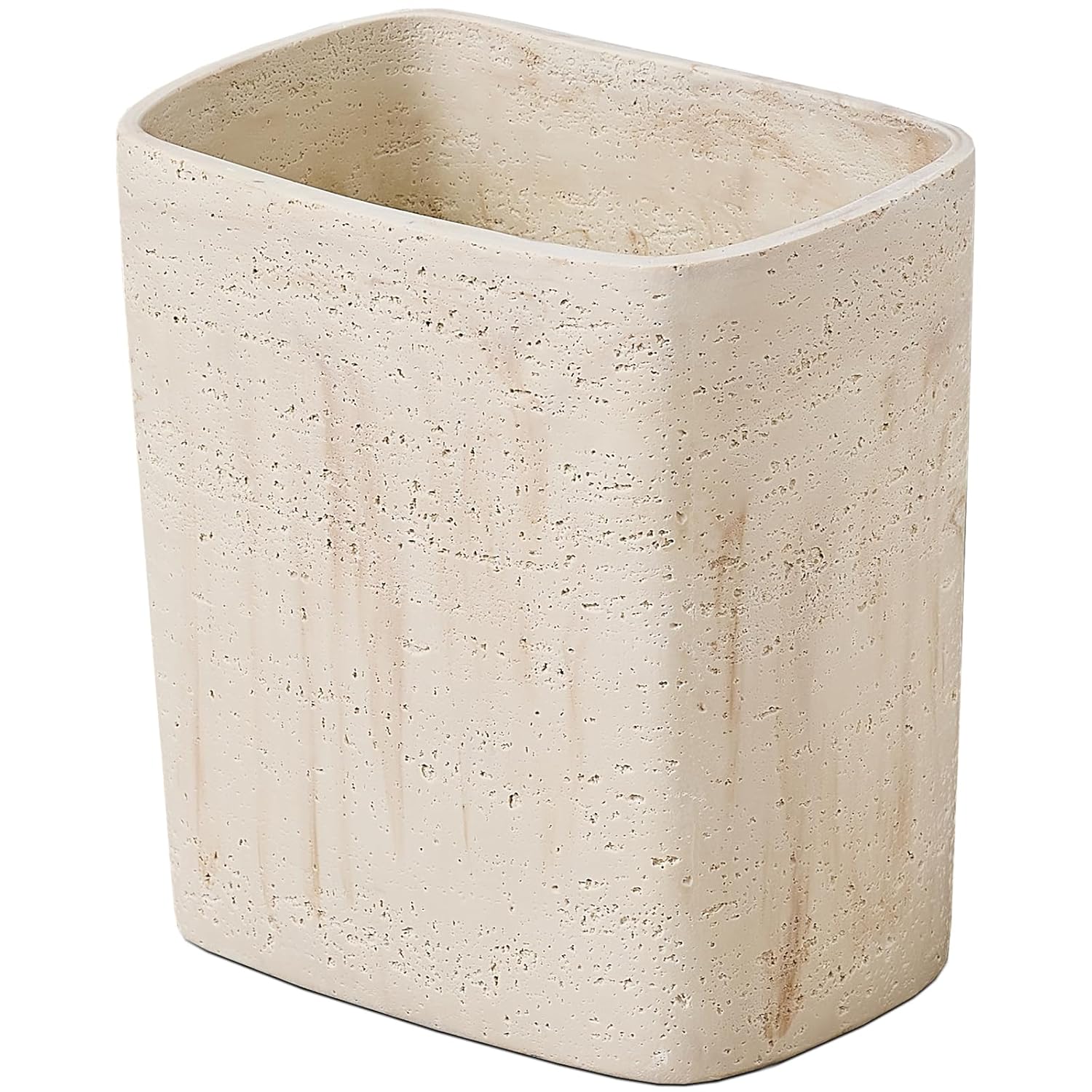 Polytree Natural Travertine Textures Bathroom Trash Can 1.8 Gallon(7 Liter) Small Kitchen Garbage