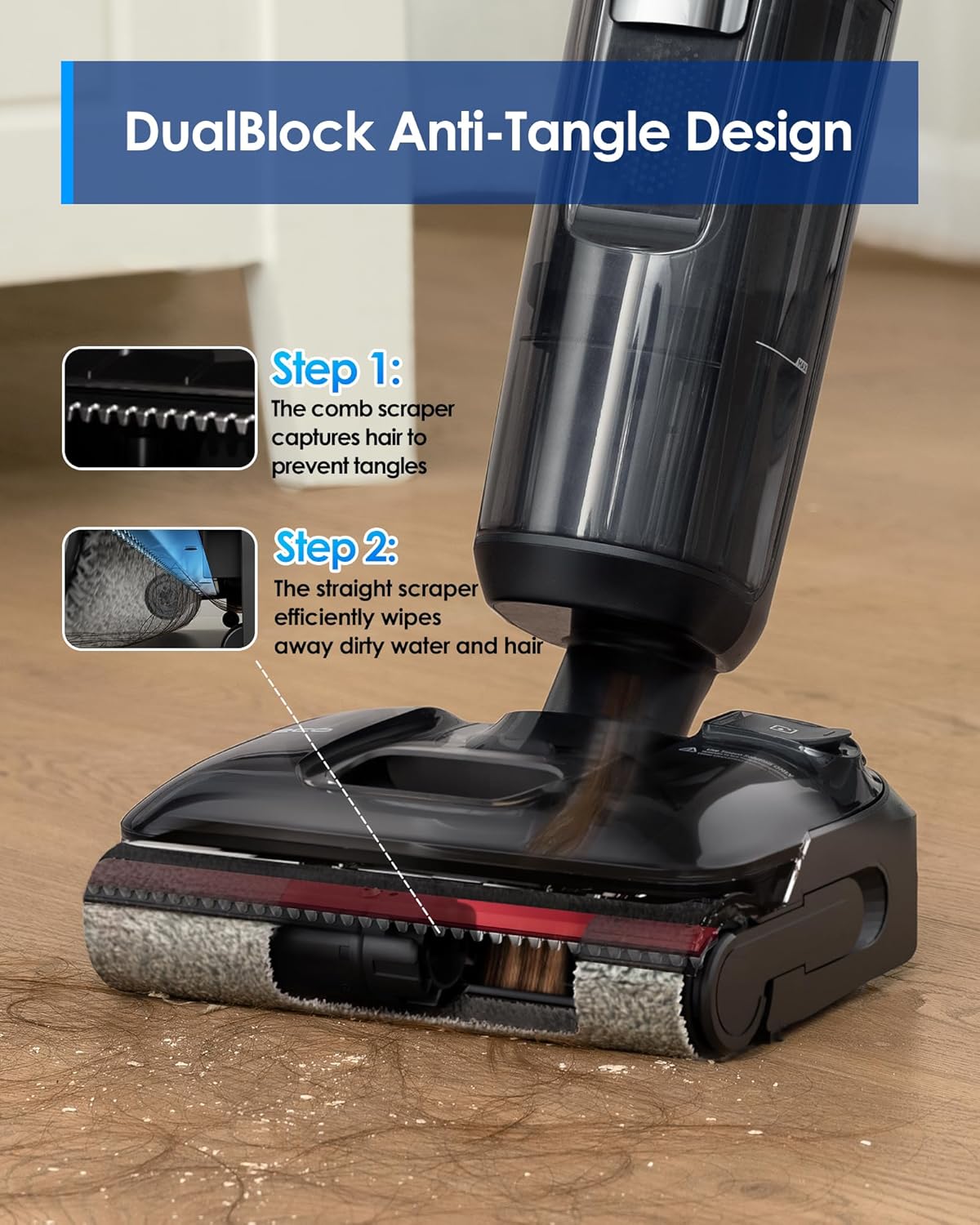 Tineco Floor ONE S7 Stretch Ultra Cordless Wet Dry Vacuum Cleaner, 180°Lay-Flat Anti-Tangle Design