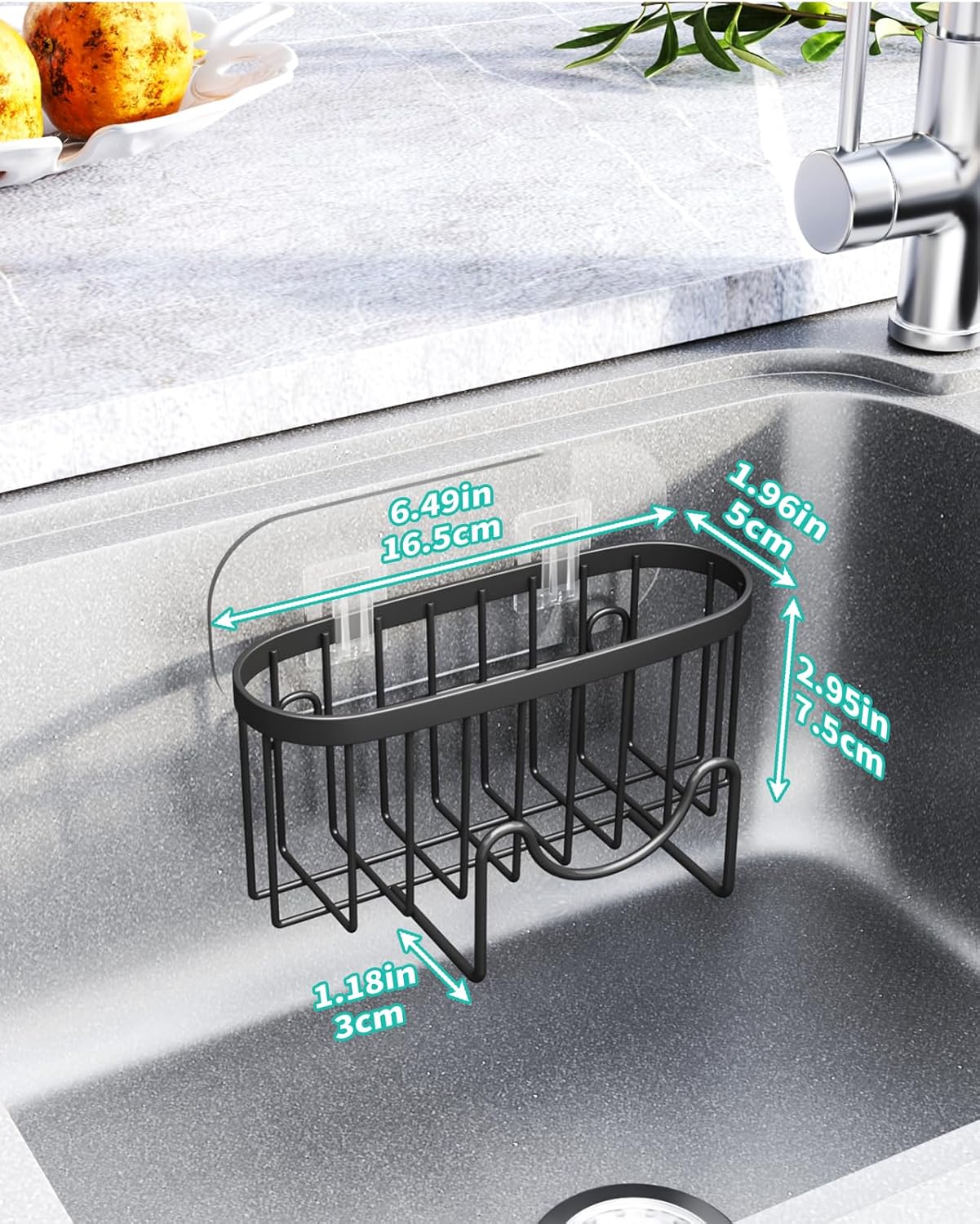 HapiRm Multifunctional Sponge Holder with Unique M-Shaped, 2 Installation Methods Kitchen Sink