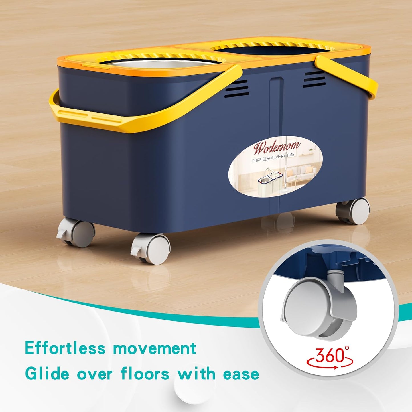 Mop and Bucket with Wringer Set for Home, Spin Mop and Bucket Separate Clean and Dirty Water, Mops