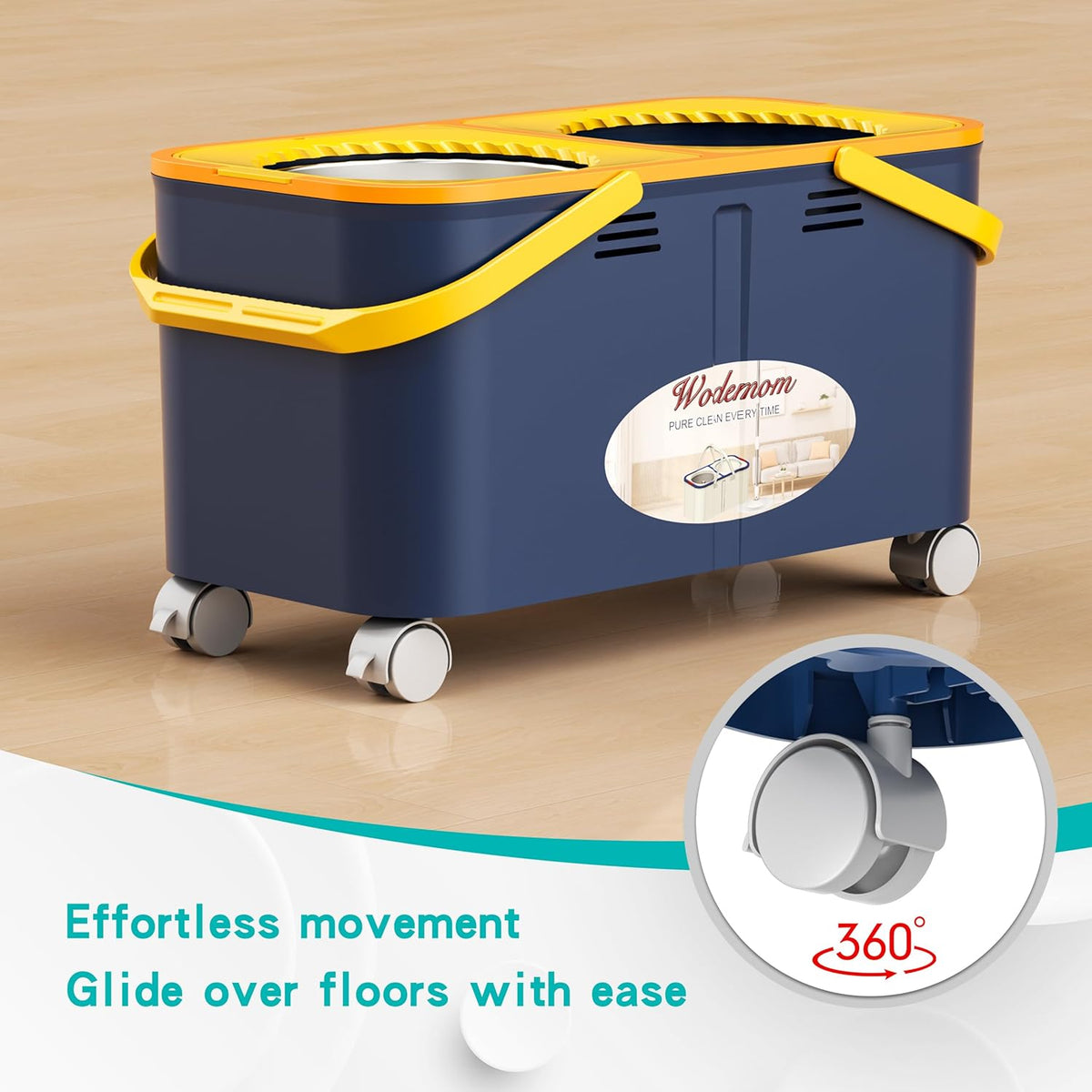 2025 Upgraded Spin Mop and Bucket with Clean & Dirty Water Separation, 360° Swivel Wheels