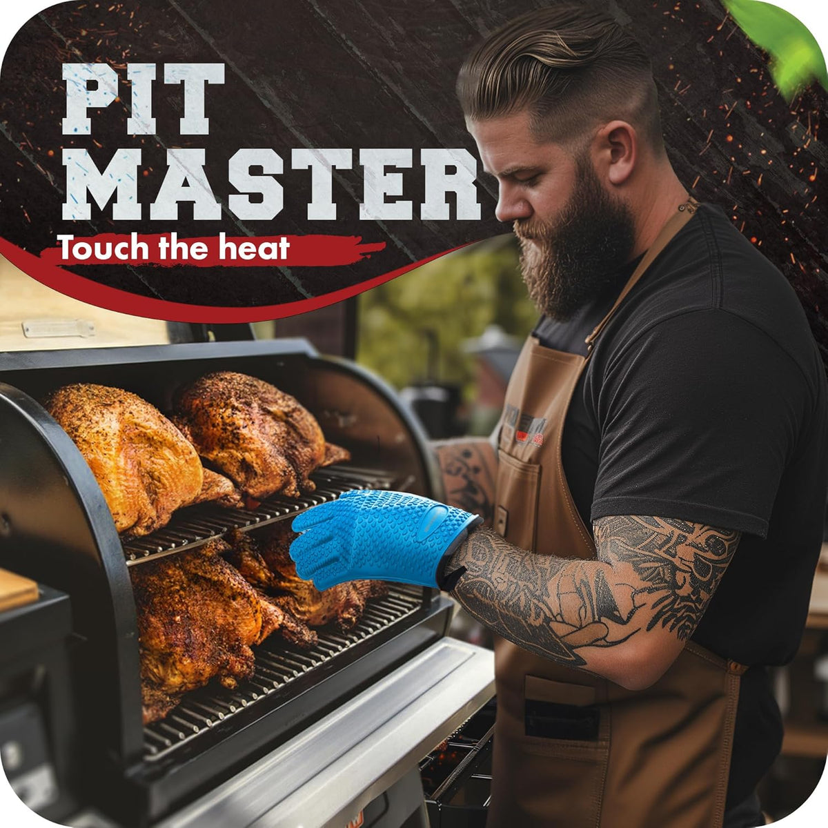 KITCHEN PERFECTION Silicone Smoker Oven Gloves-Extreme HeatResistant BBQ Gloves-Handle Hot Food