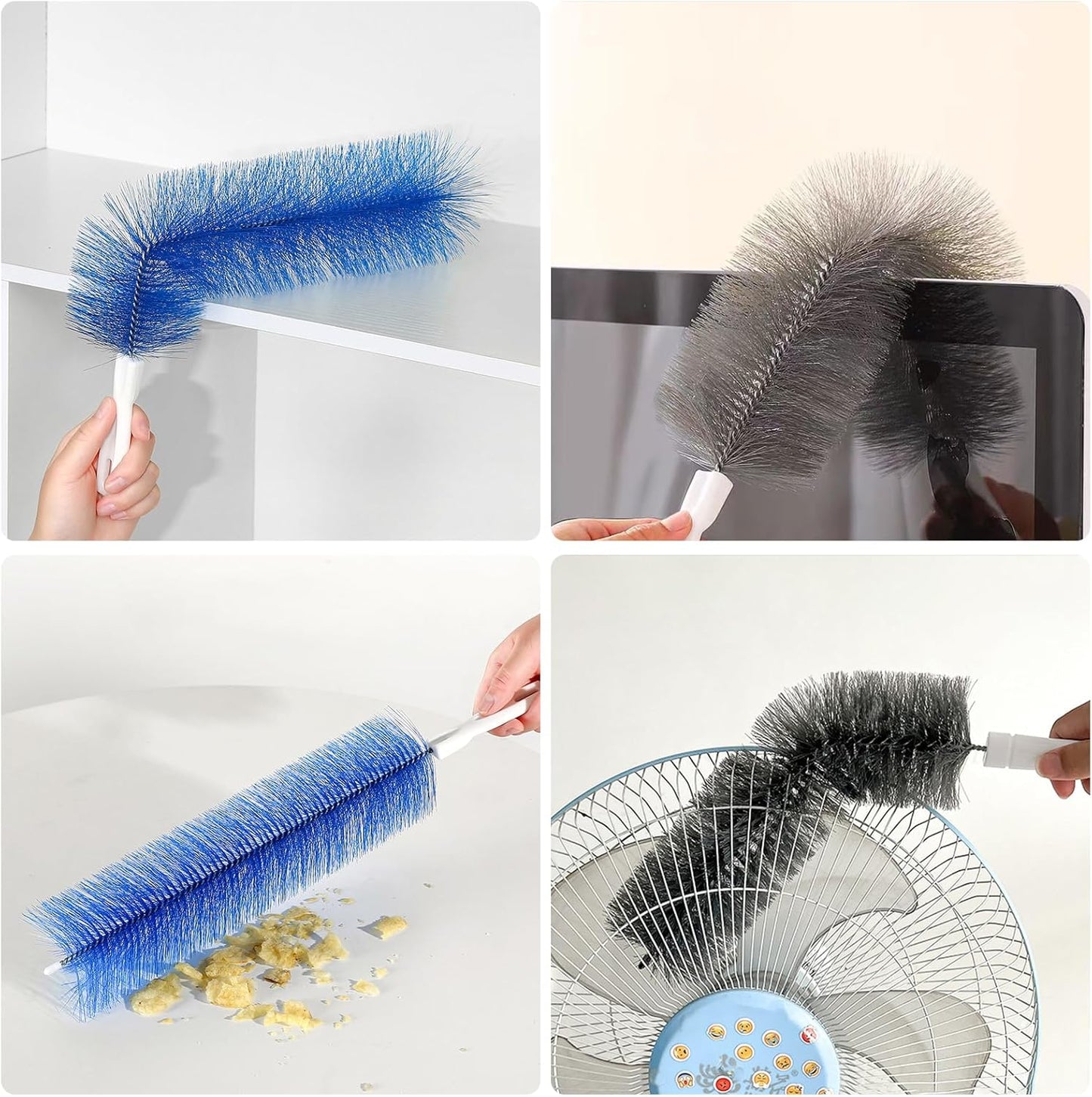 2 Pcs Cobweb Duster, Bendable Fan Duster, Plastic Fan Cleaner Brush,Microfiber Head Dusting Brush