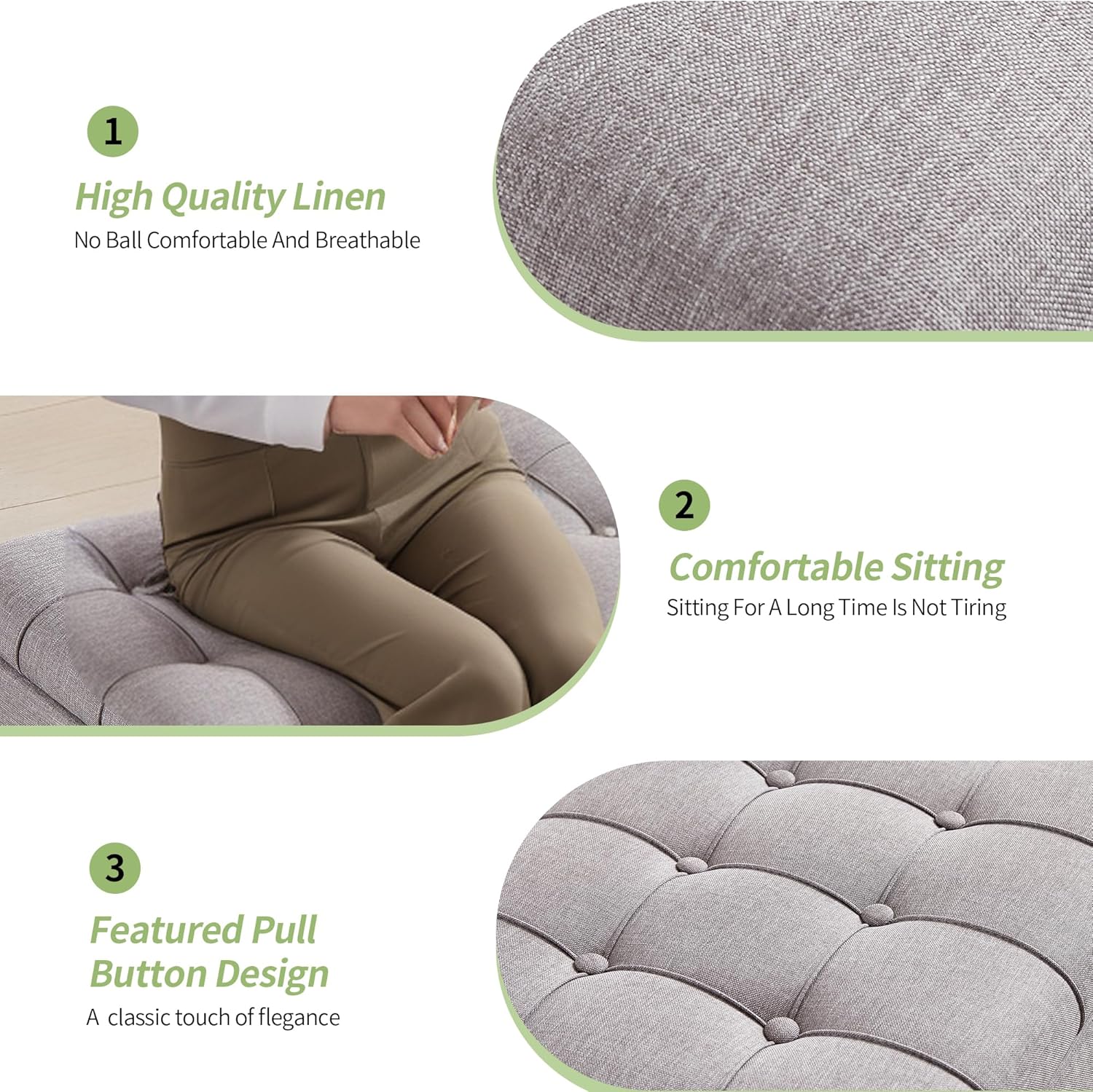 Ottoman with Storage 38 inches, Furniture End of Bed Storage Benches, Long Ottomans Bench with