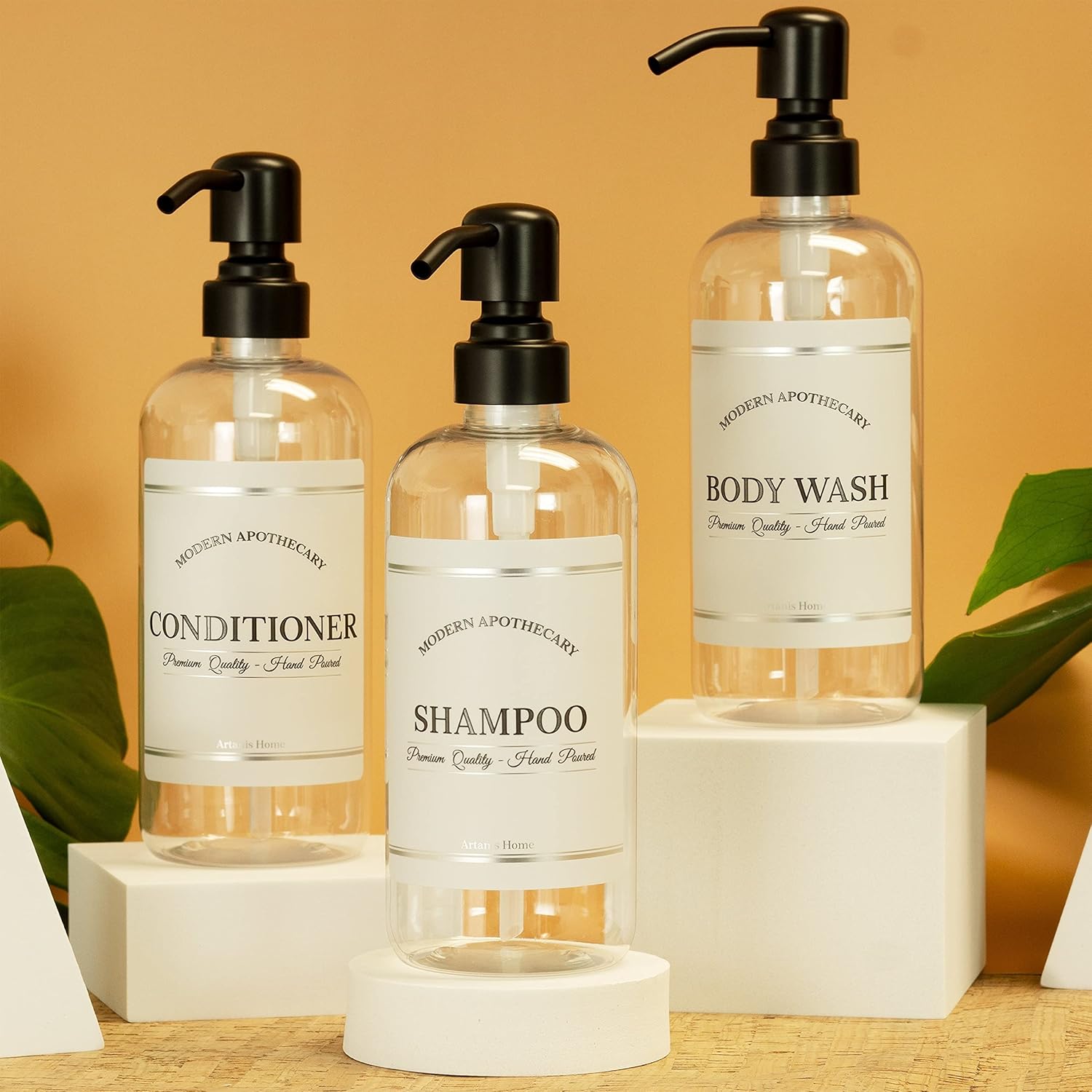 Clear Refillable Shampoo and Conditioner Bottles - Body Wash, Shampoo and Conditioner Dispenser