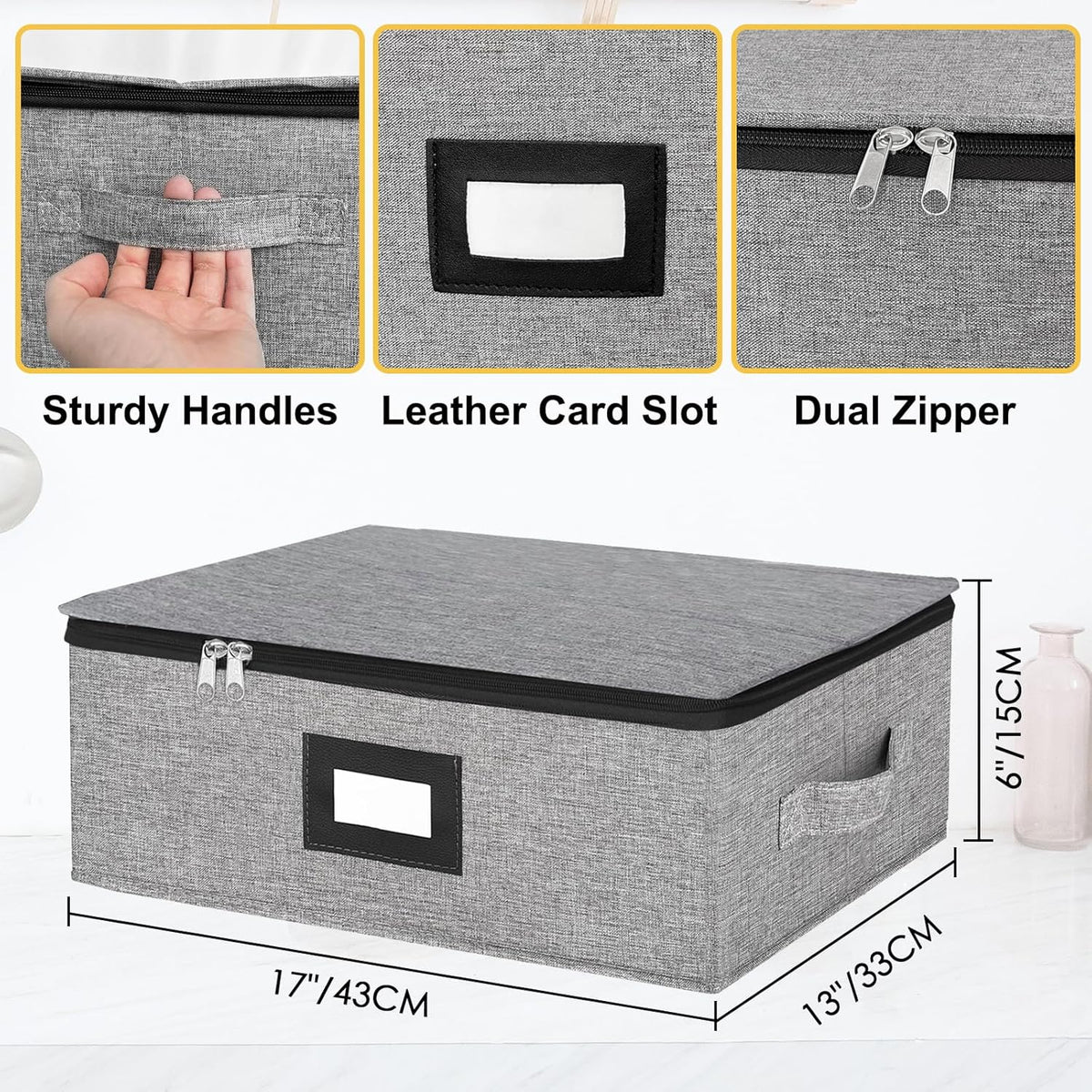 Coffee Mug Storage Box with Dividers, Durable China Storage Containers for Coffee Mugs, Tea Cups