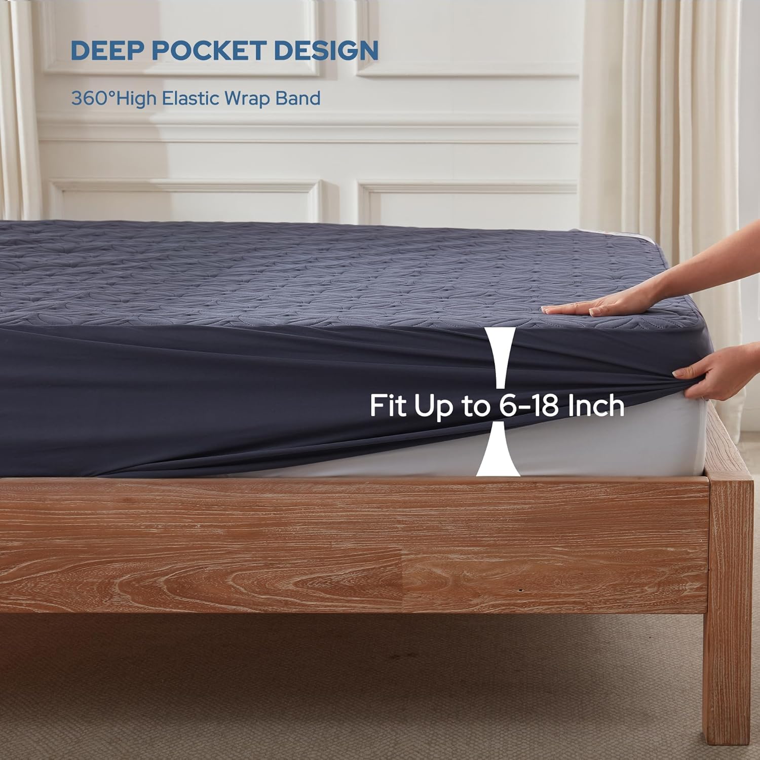BEDLORE Waterproof Mattress Protector, Cal King Size Mattress Pad with Deep Pocket 6"-18" Depth