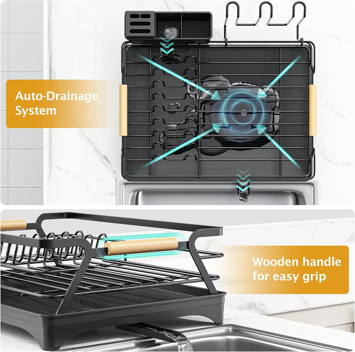 Epicano Dish Drying Rack for Kitchen Counter,Space-Saving Dish Rack,Rustproof Dish Drainer with