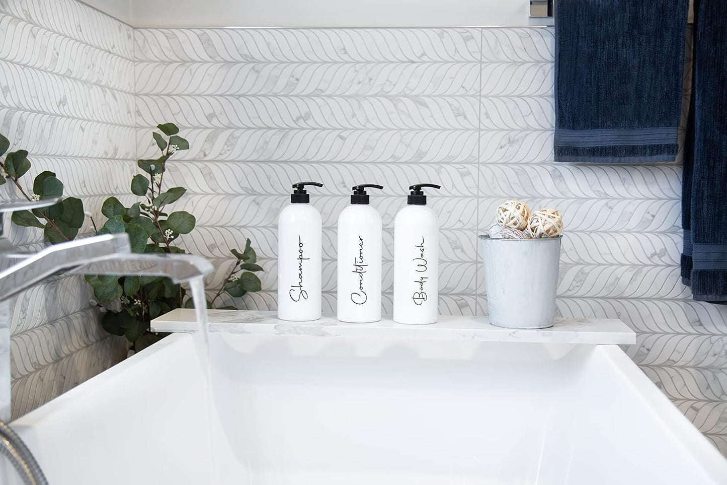Alora 16oz Refillable Shampoo and Conditioner Dispenser Bottles - Set of 3 - Pump Bottle Dispenser