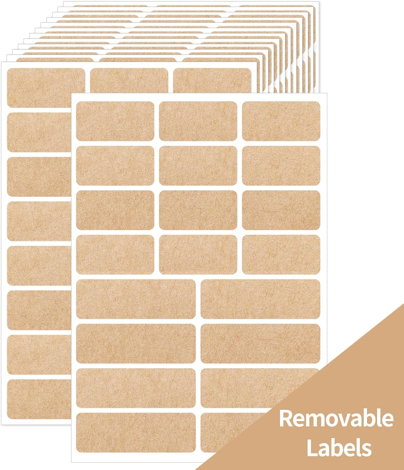 Kraft Label Stickers Removable Writable Gift Labels, Self-Adhesive Brown Labels for Essential Oil