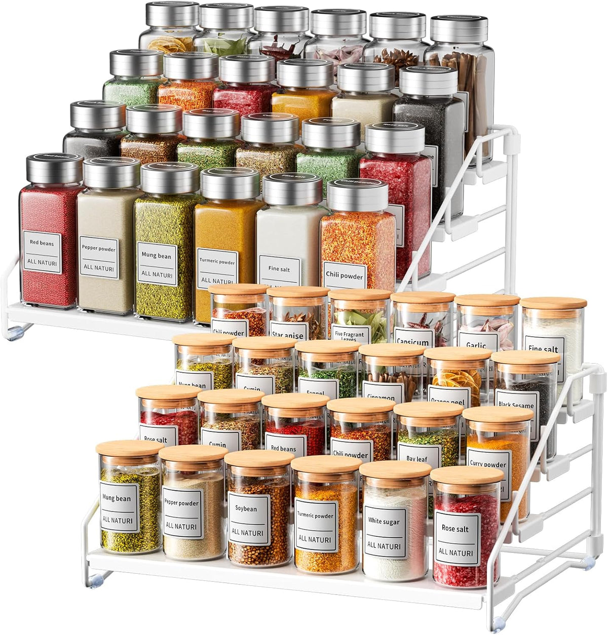 RCHYFEED Spice Rack Organizer for Cabinet,4 Tier Spice Organization for Cabinet Easy