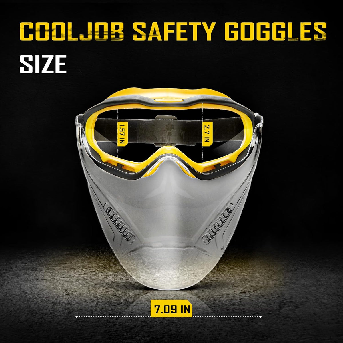 COOLJOB Safety Goggles Over Glasses with Anti-Fog Clear Lens, ANSI Z87.1 Impact Resistance and UV