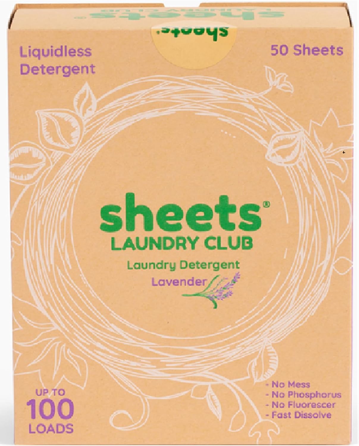 Sheets Laundry Club Laundry Detergent Sheets, 100 Loads - Lavender Scent, Eco-Friendly