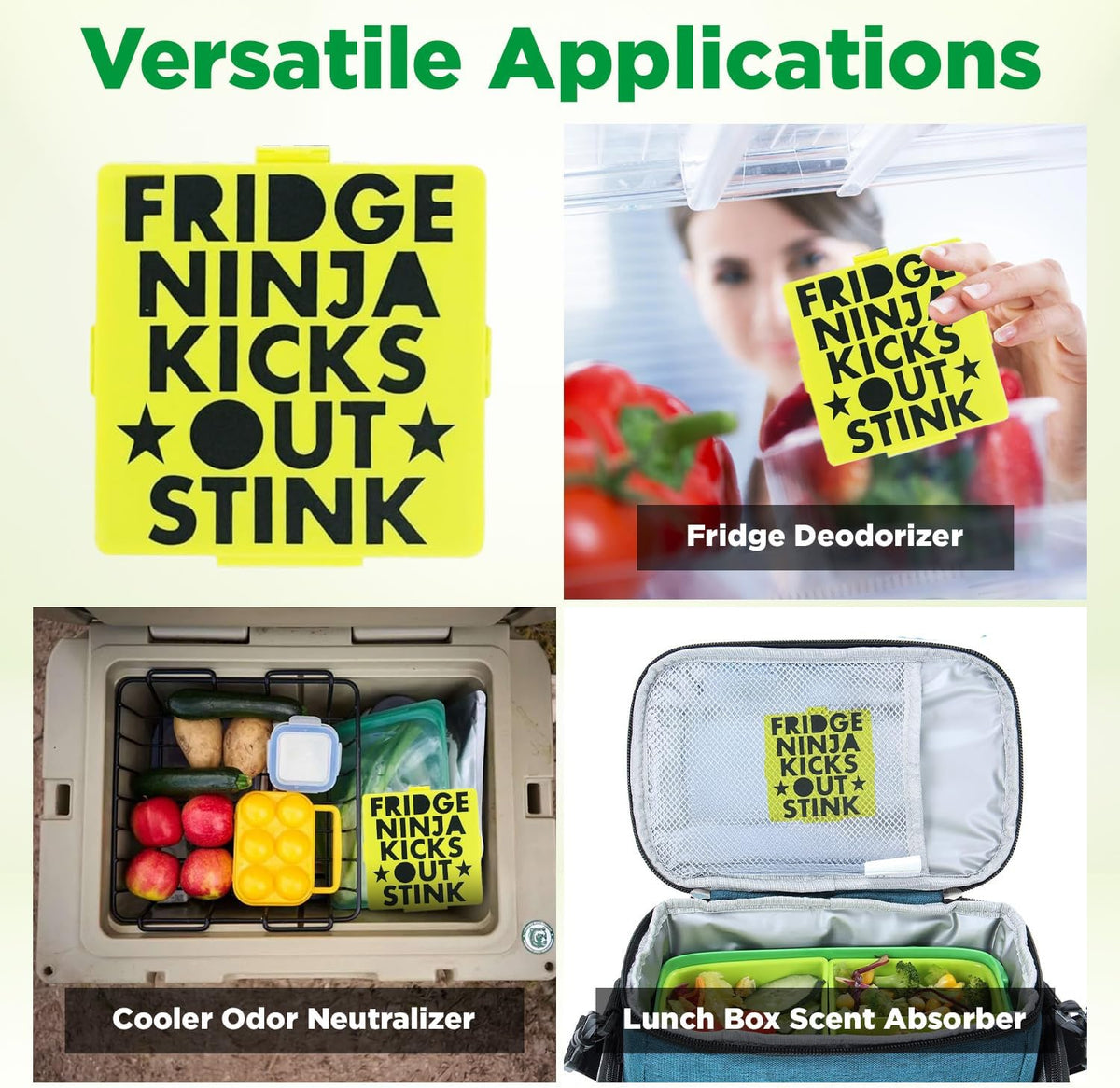 Fridge Ninja Compact Fridge Deodorizer (2 Pack) - More Effective Than Baking Soda - Compact Size
