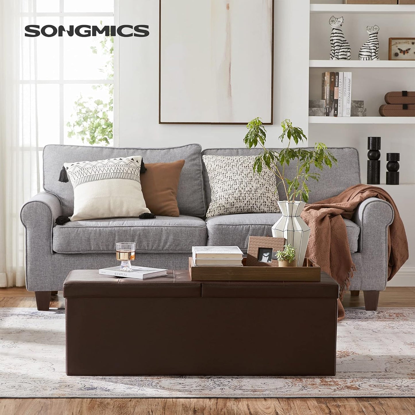 SONGMICS MAZIE Collection - 43 Inches Storage Ottoman Bench with Flipping Lid, Storage Chest with