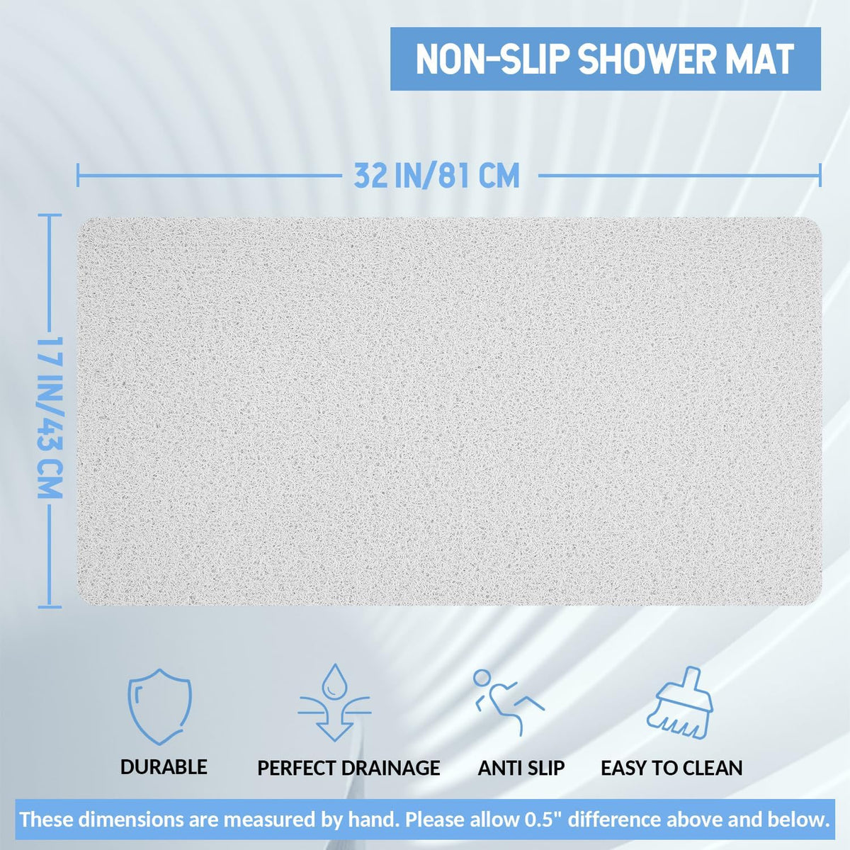 Non-Slip Bathtub Mat, Anti Slip Shower Mat, Fast Drying Bathtub Mats, Foot Scrubber Mat, Anti Slip