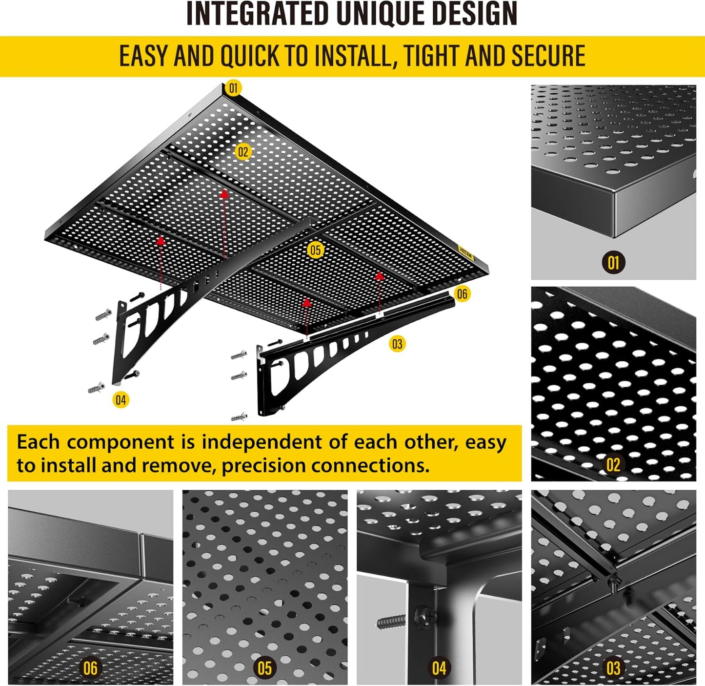4-Pack 2x3ft Adjustable Garage Wall Shelving 1120lbs Load Capacity Heavy Duty Wall Mounted Storage