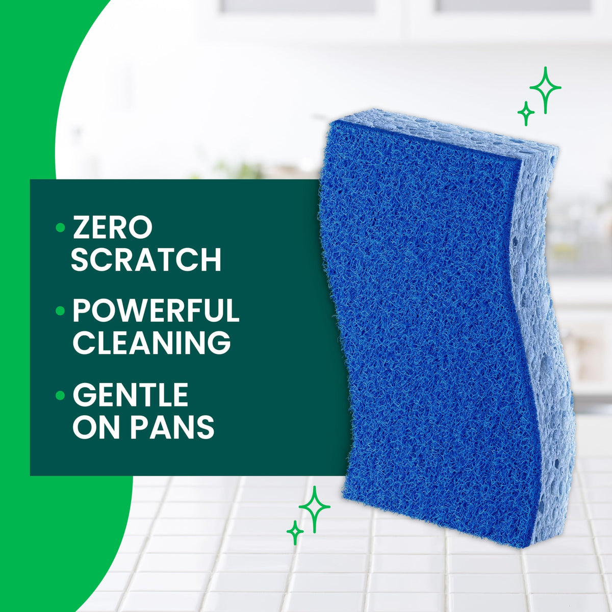 Scotch-Brite Zero Scratch Scrub Sponge, 6 Kitchen Sponges for Cleaning Around the Home, Bathroom &