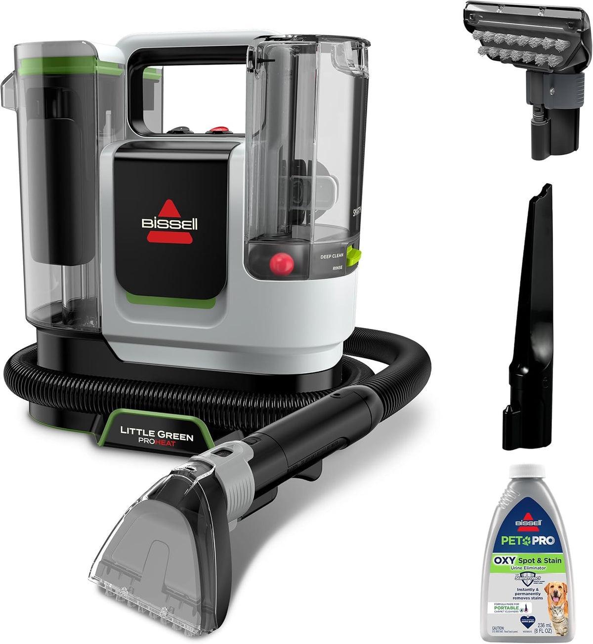 BISSELL Little Green ProHeat SmartMix, Portable Deep Cleaner, Self-Cleaning Tough Stain Tool and