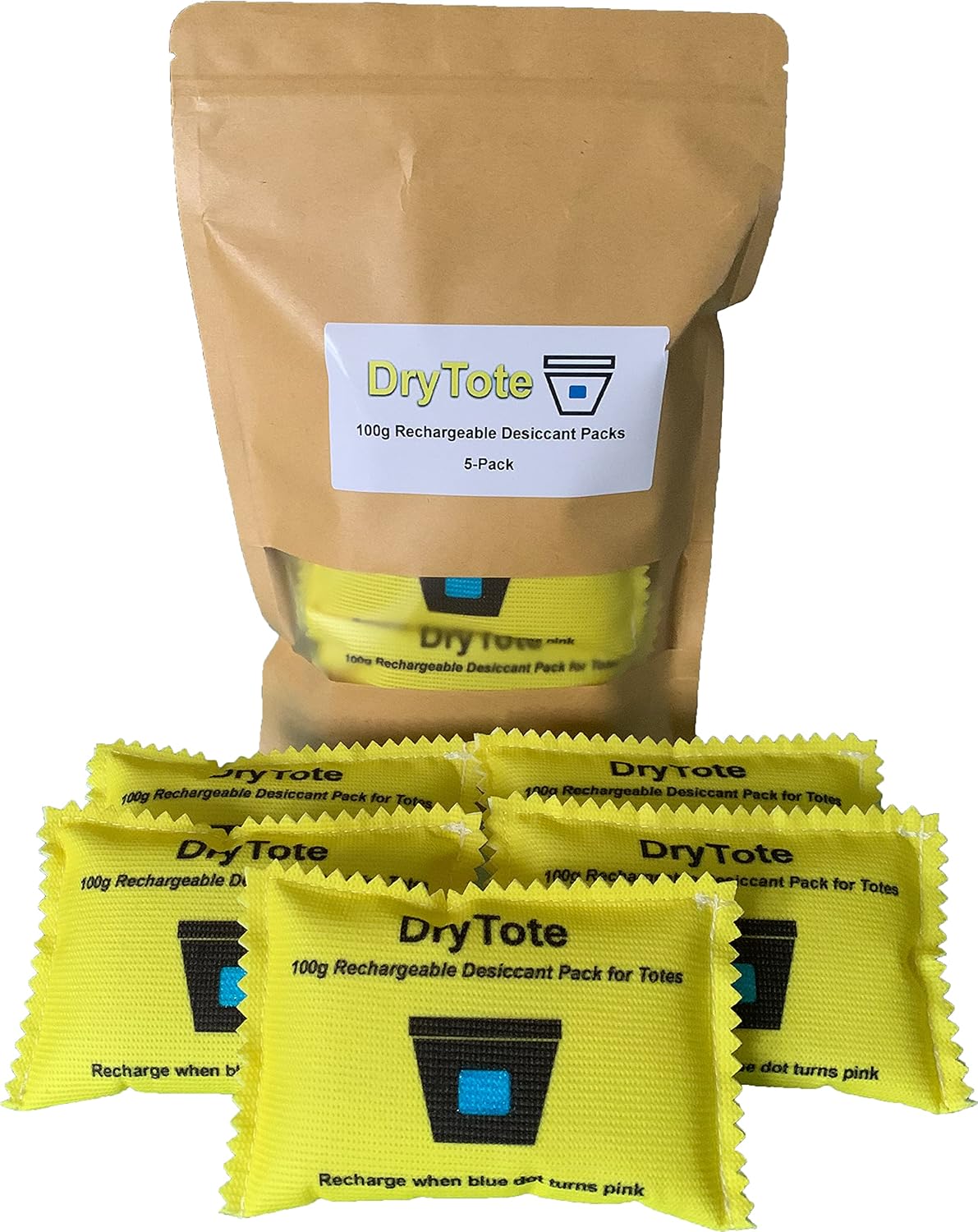 100g Rechargeable Desiccant Pack of 5 - Moisture Absorbing Bag - Silica Gel Desiccant Dehumidifier