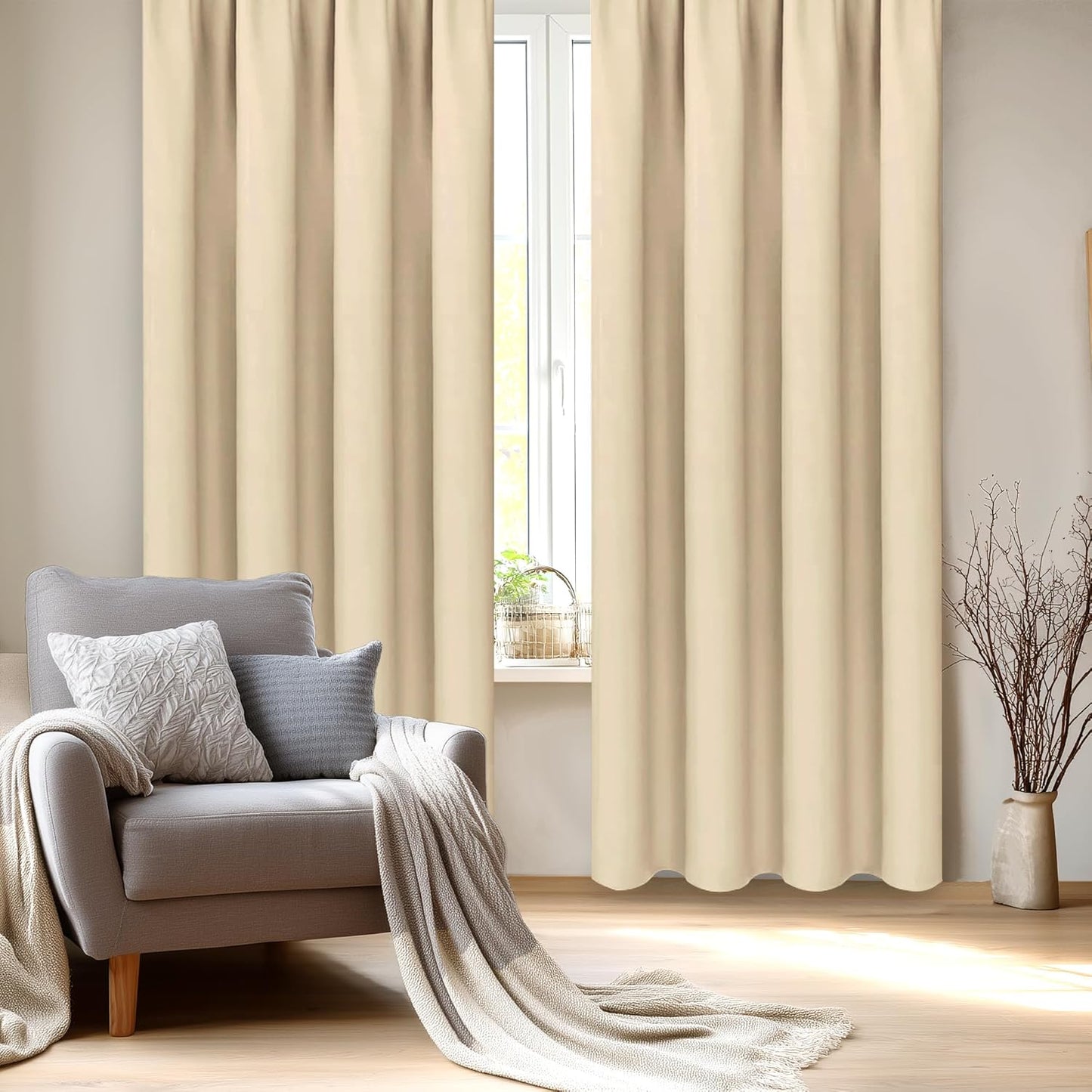 DWCN Blackout Curtains Room Darkening Thermal Insulated Bedroom Curtains Window Curtain Panels, 52