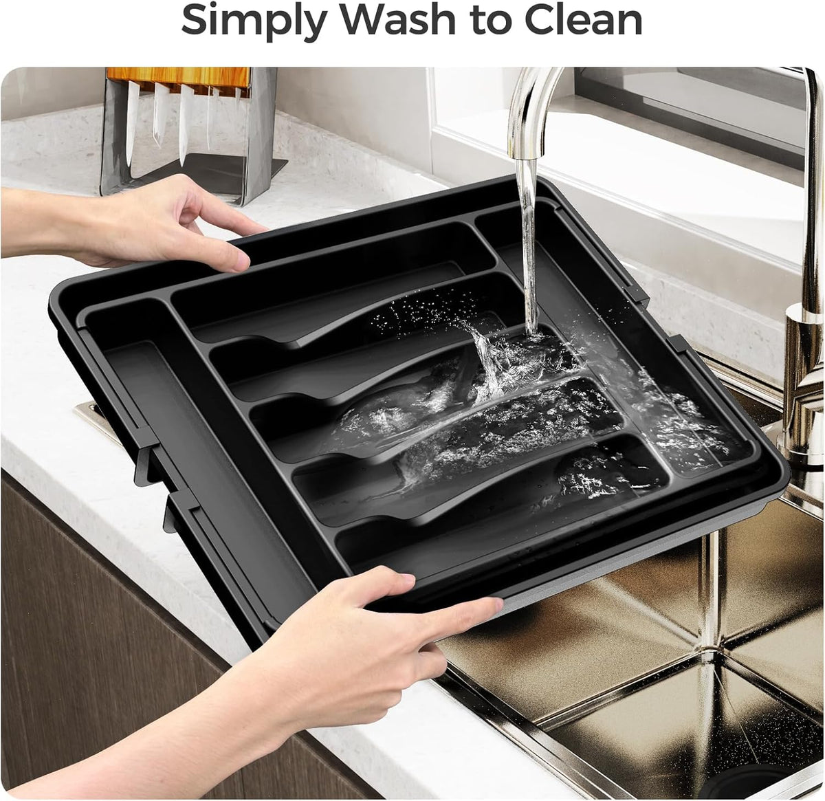 Extra Large Expandable Silverware Organizer, BPA-Free Food-Safe Cutlery Flatware Organizer, Kitchen