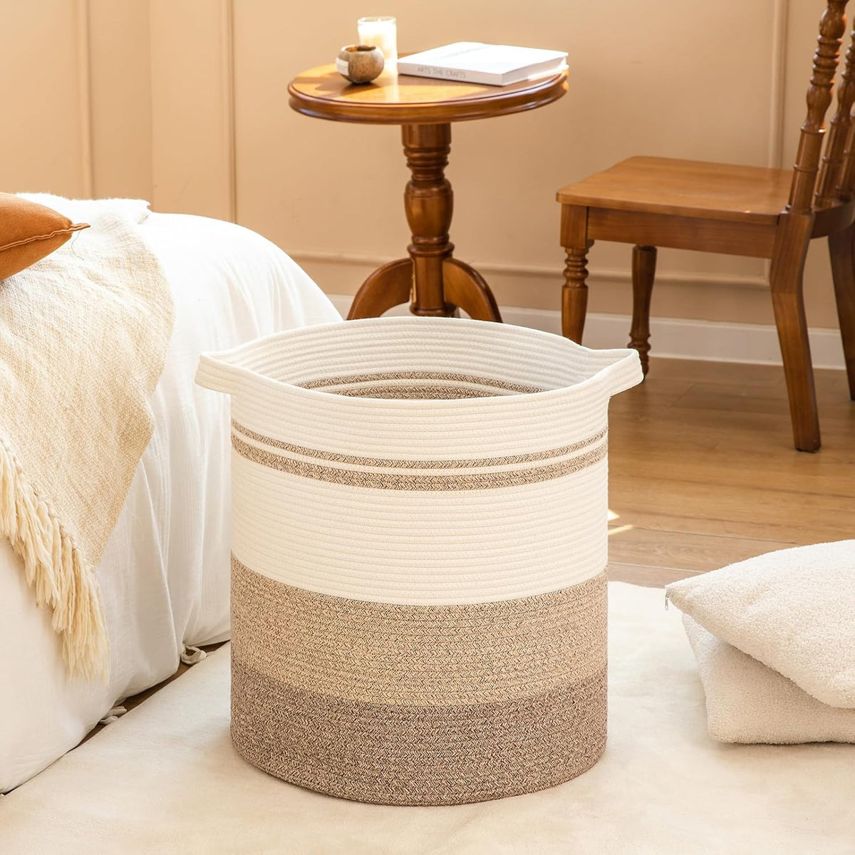 OIAHOMY 80L Laundry Baskets Hamper with Handles,Decorative Basket for Living room,Woven Storage