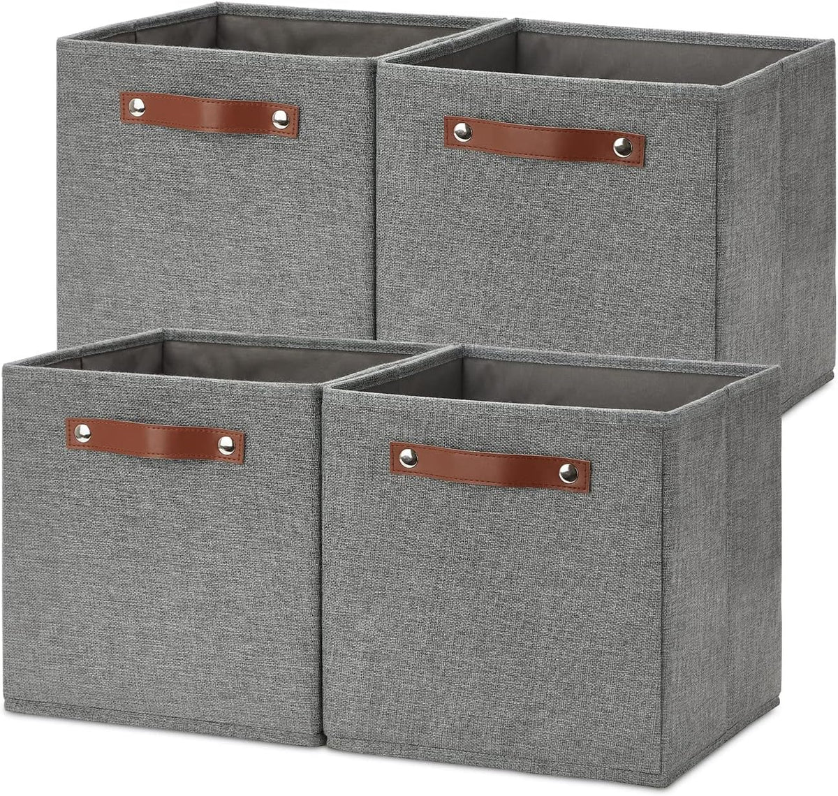 Temary 11 Inch Cube Storage Bins 4PCs Fabric Storage Cubes Storage Baskets Organizer with Handles