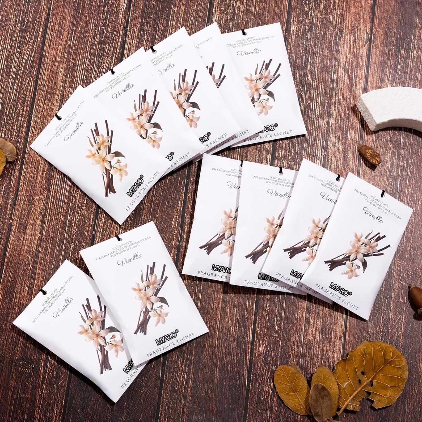 MYARO 12 Packs Vanilla Scented Sachets for Drawer and Closet, Long-Lasting Closet Sachet Bags
