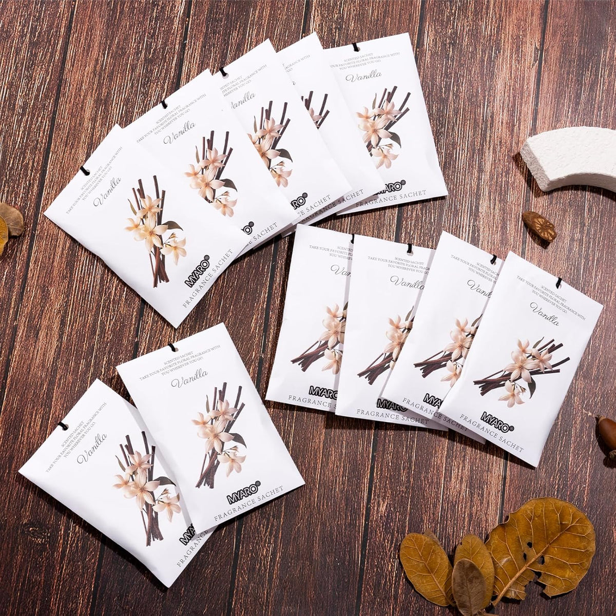 MYARO 12 Packs Vanilla Scented Sachets for Drawer and Closet, Long-Lasting Closet Sachet Bags