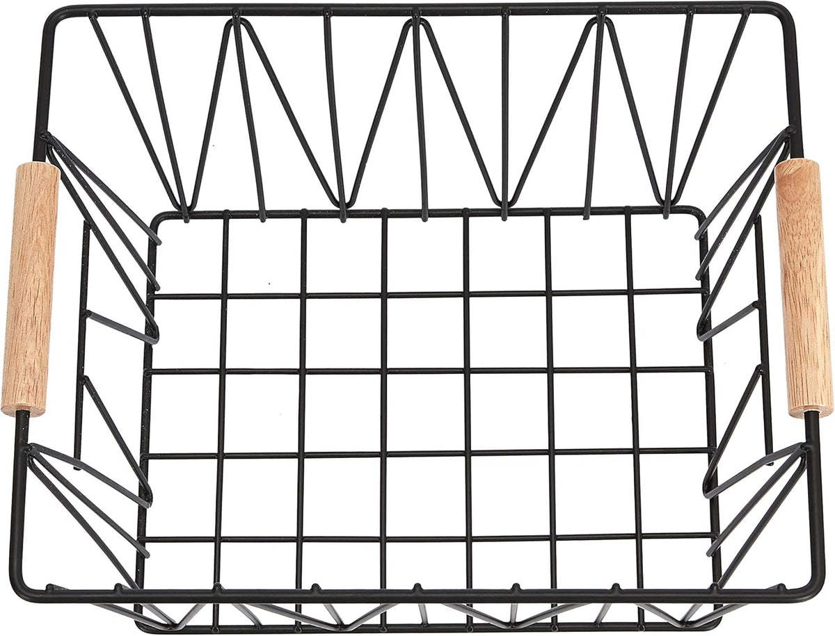 Amazon Basics Rectangular Wire Storage Baskets, Set of 3, Standard, Black