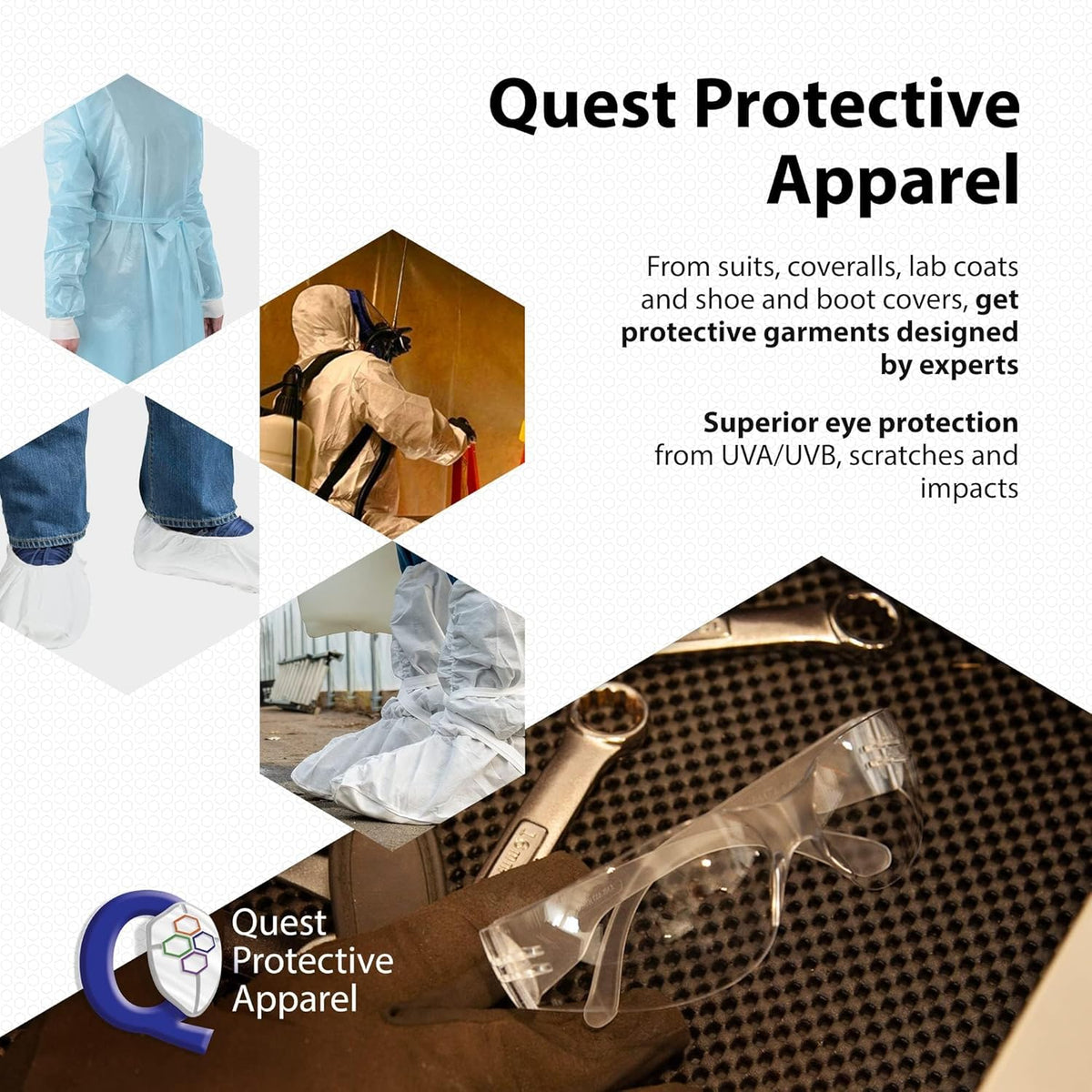 Quest Protective Apparel Safety Glasses for Men and Women - Anti Fog Safety Goggles for Shooting