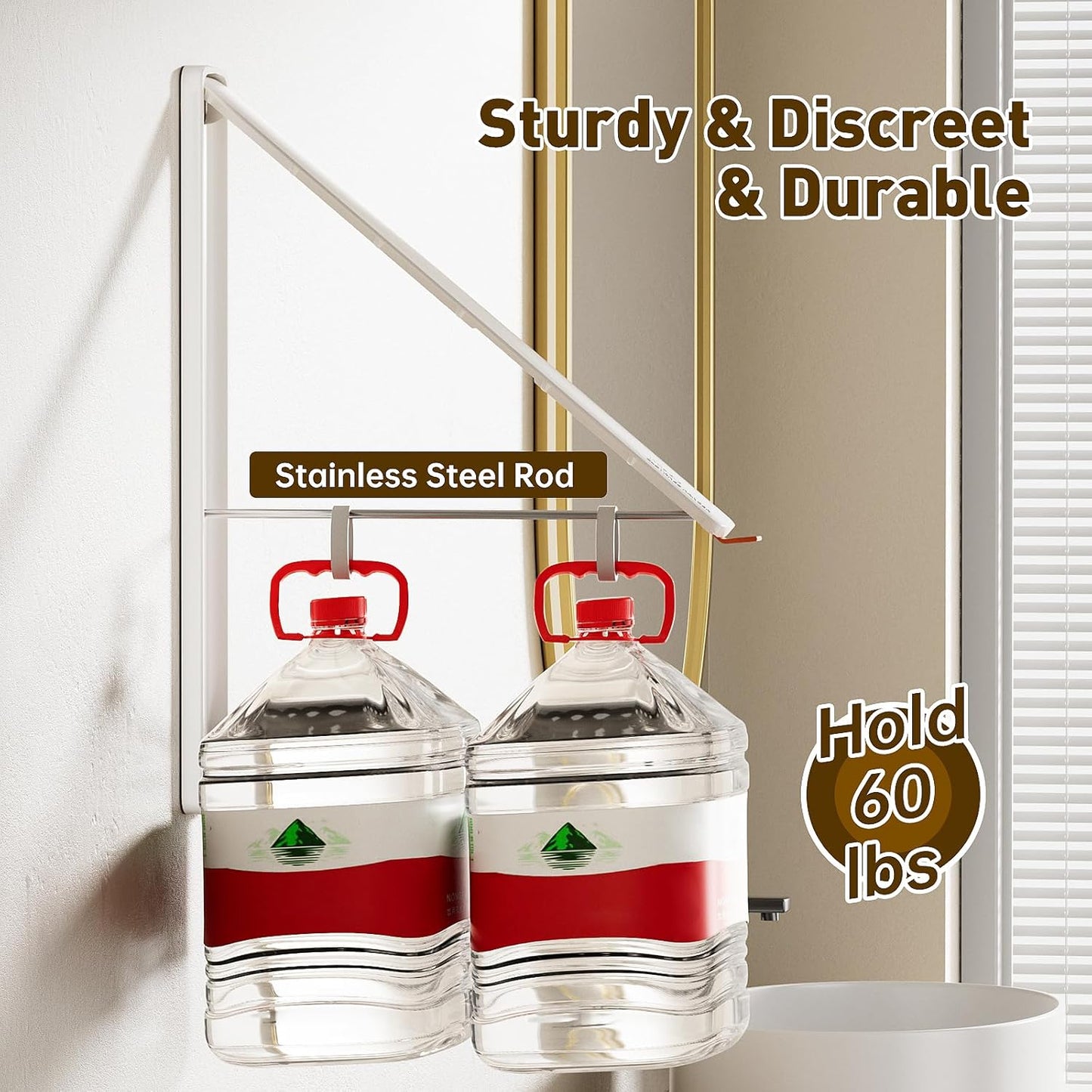 Clothes Drying Rack, Laundry Room Wall Mounted Retractable Clothes Hanger Drying Rack, Laundry
