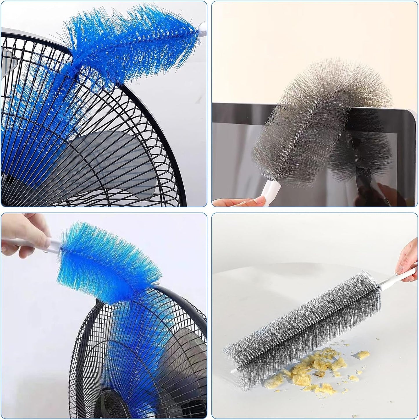 2 Pcs Cobweb Duster, Bendable Fan Cleaner Brushes Set Reusable, Plastic Microfiber Duster for Air