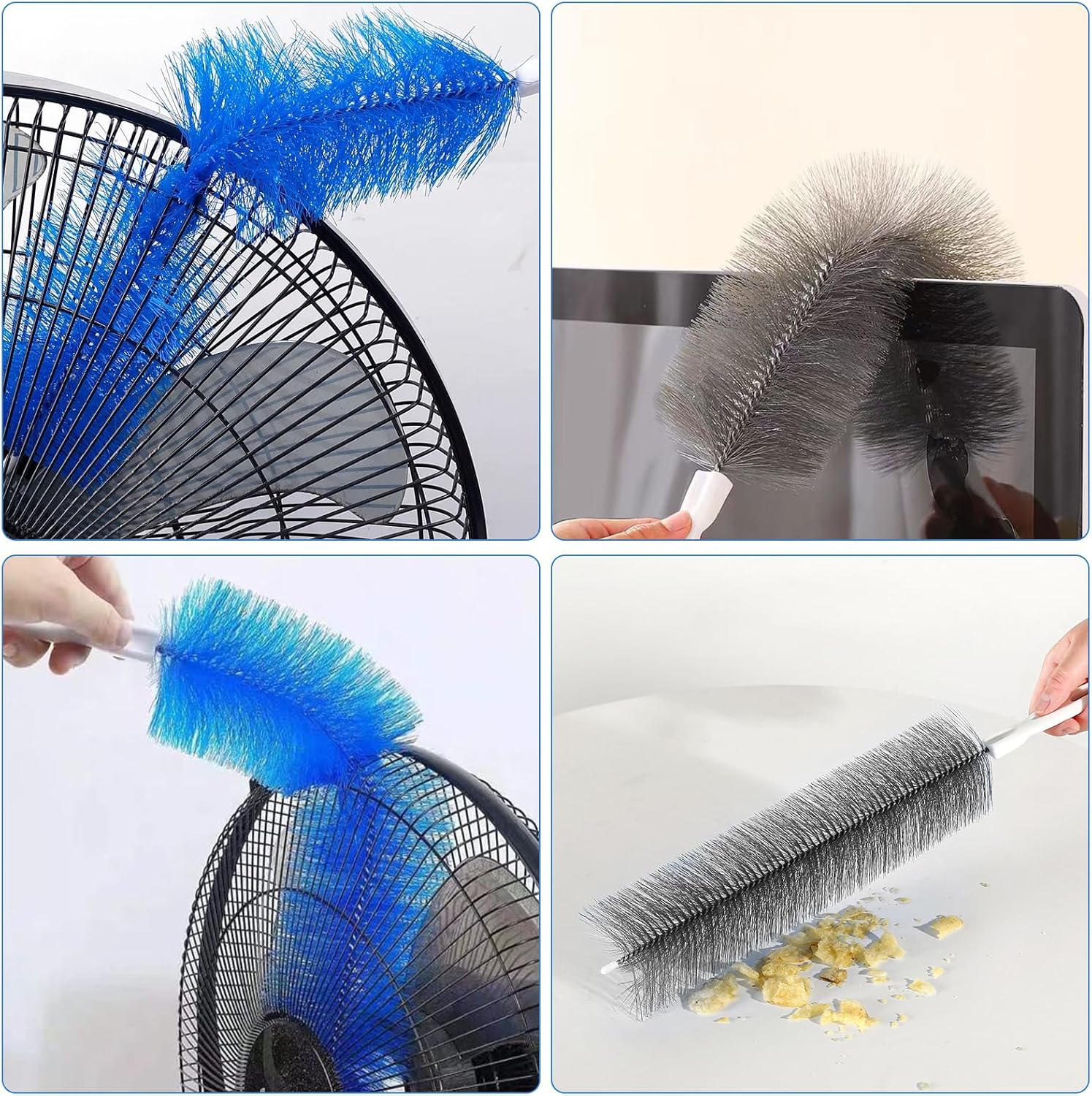 2 Pcs Cobweb Duster, Bendable Fan Cleaner Brushes Set Reusable, Plastic Microfiber Duster for Air