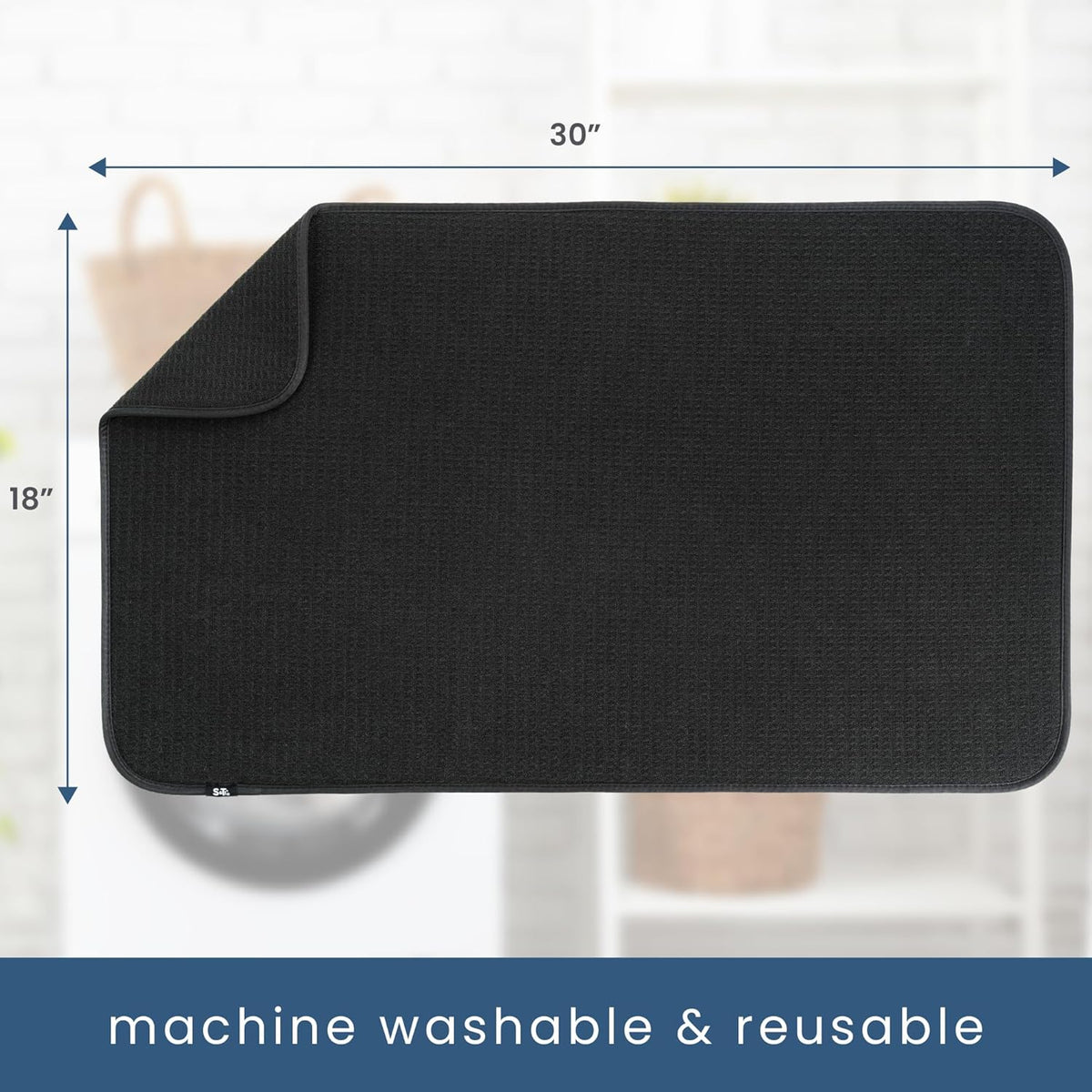 S&T INC. Dish Drying Mat Jumbo, 18” x 30”, Absorbent Microfiber Kitchen Counter Mat, Dish Drying