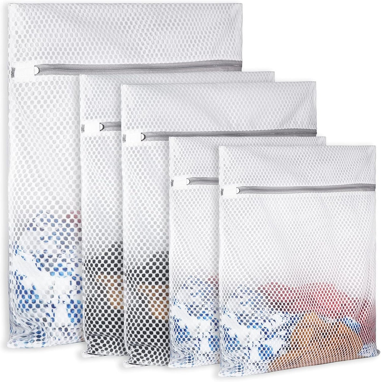 5Pcs Durable Honeycomb Mesh Laundry Bags for Delicates,Travel Organization Bag for