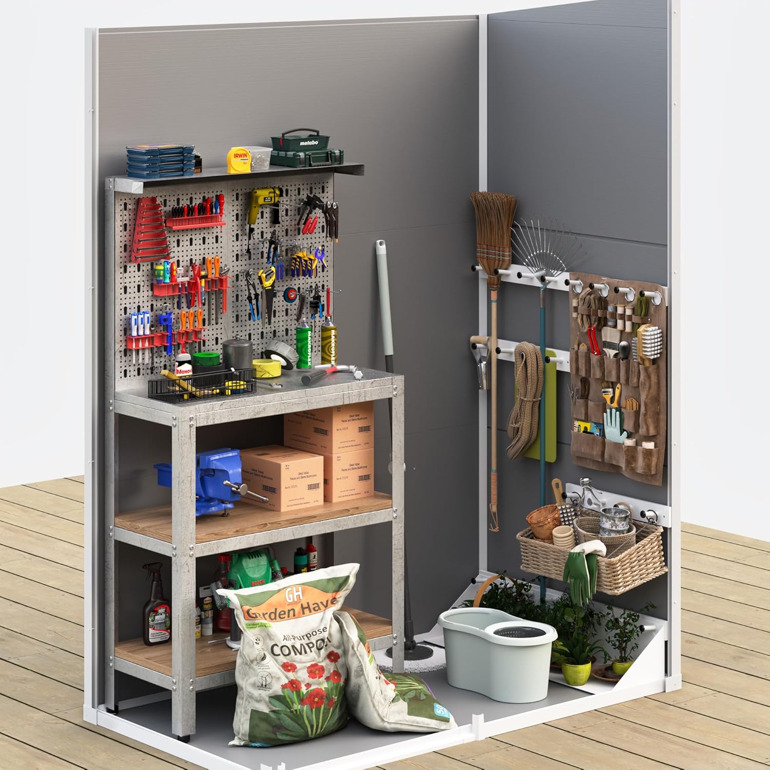 UDPATIO Outdoor Storage Shed 5x3 FT, Plastic Garden Shed for Bike, Garbage Can, Tool, Outside Sheds