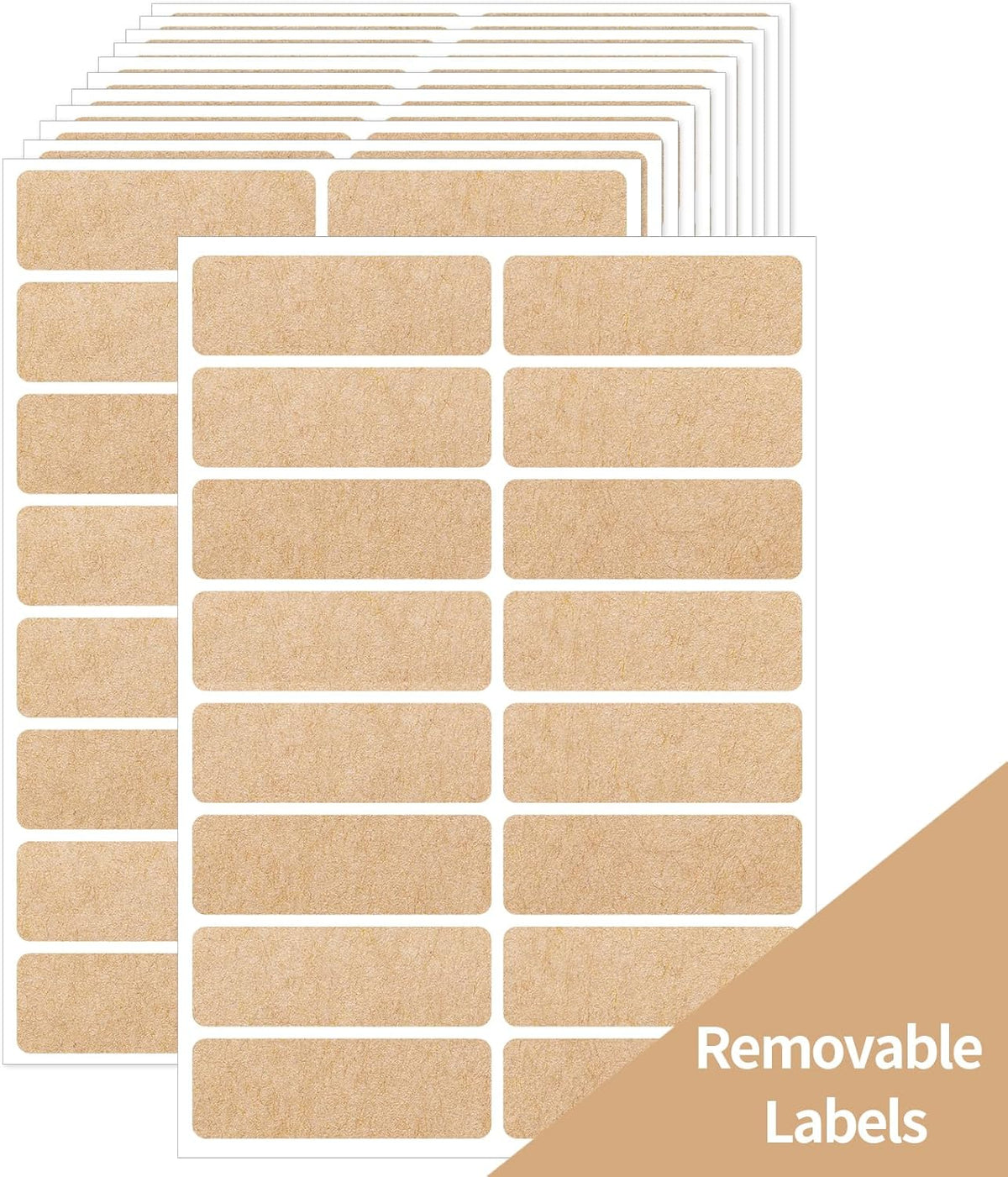 Removable Kraft Label Stickers- Writable Gift Tag Stickers Labels, Self-Adhesive Brown Kraft Label