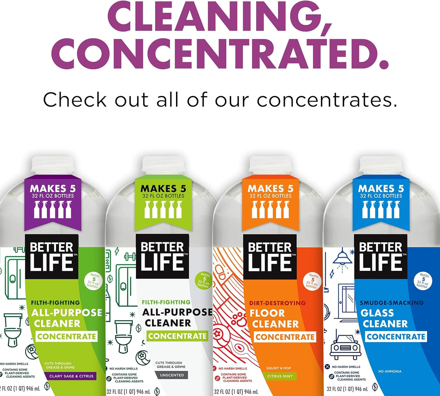 Better Life Floor Cleaner Concentrate- Liquid Multipurpose Cleaner for Wood, Tile, Laminate, Vinyl
