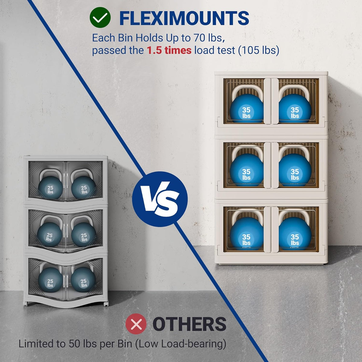 FLEXIMOUNTS 228 QT Stackable Storage Bins With Lids, Collapsible Plastic Storage Bins With Doors