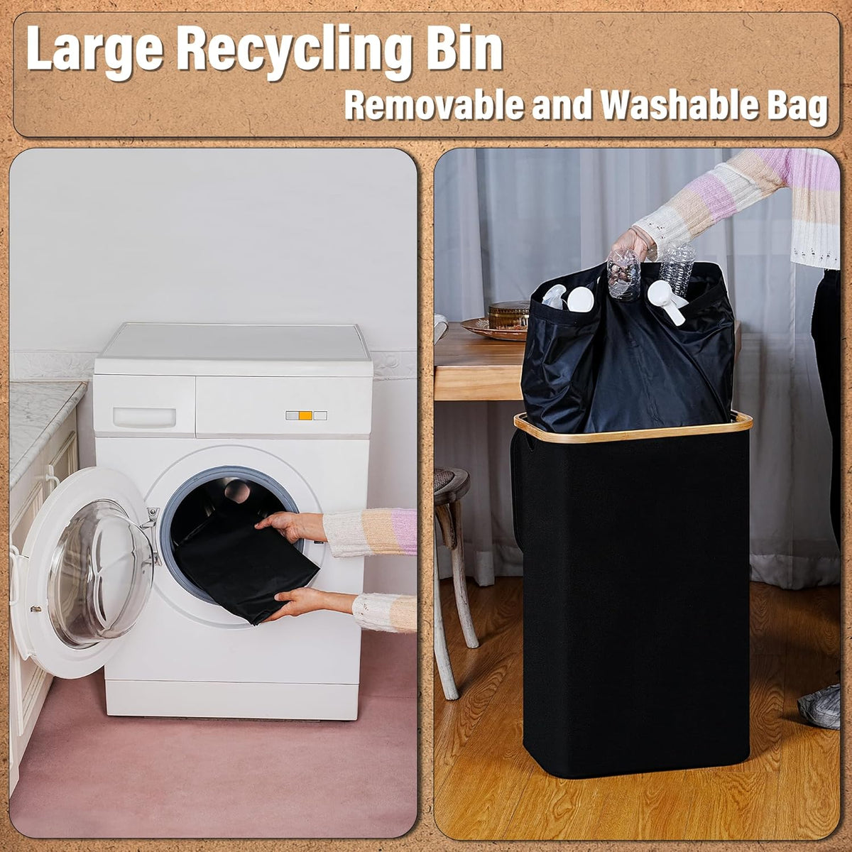 efluky Recycling Bin for Kitchen 26 Gallon, 100L Recycle Bin with 2 Removeable and Reusable Inner