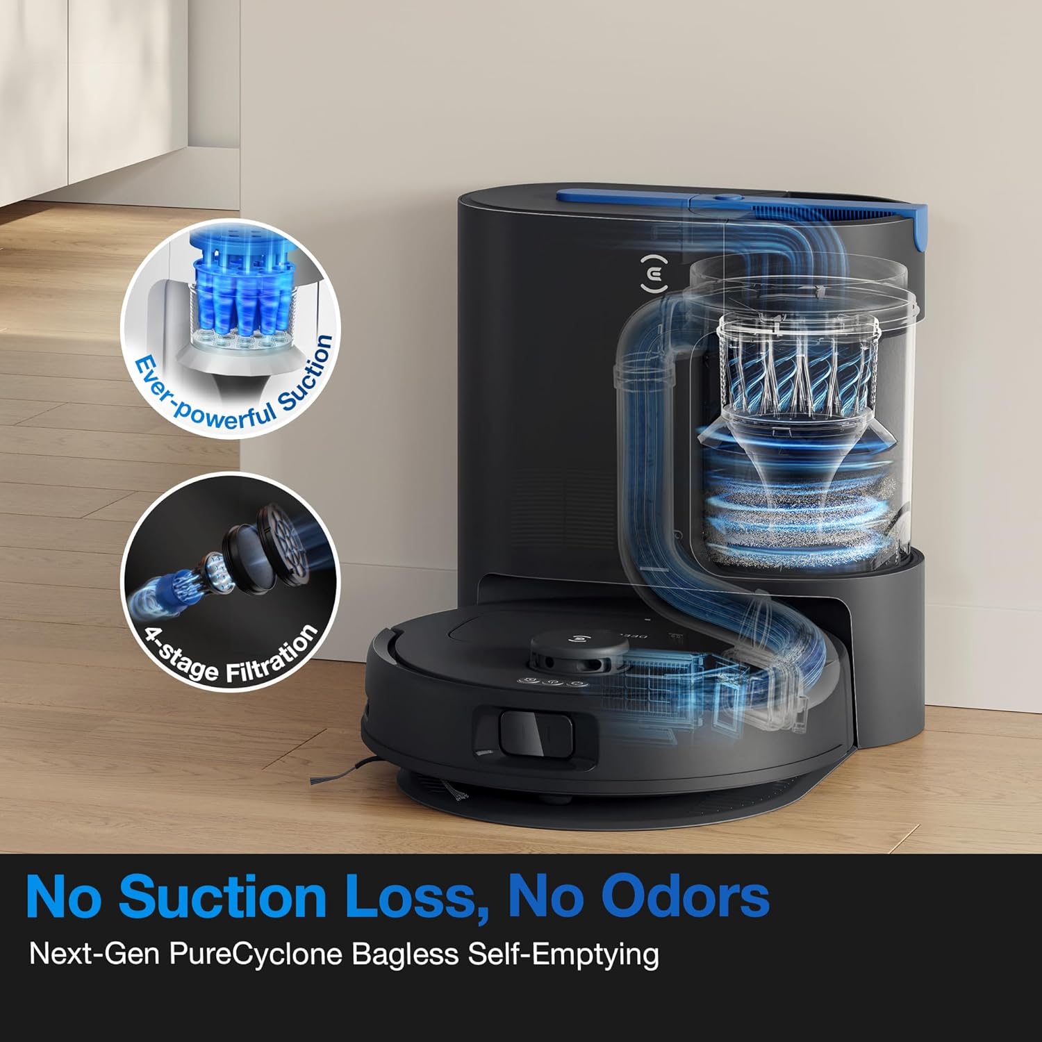 ECOVACS DEEBOT N20e Plus Robot Vacuum and Mop,with Bagless Self Emptying Station,10000Pa Powerful